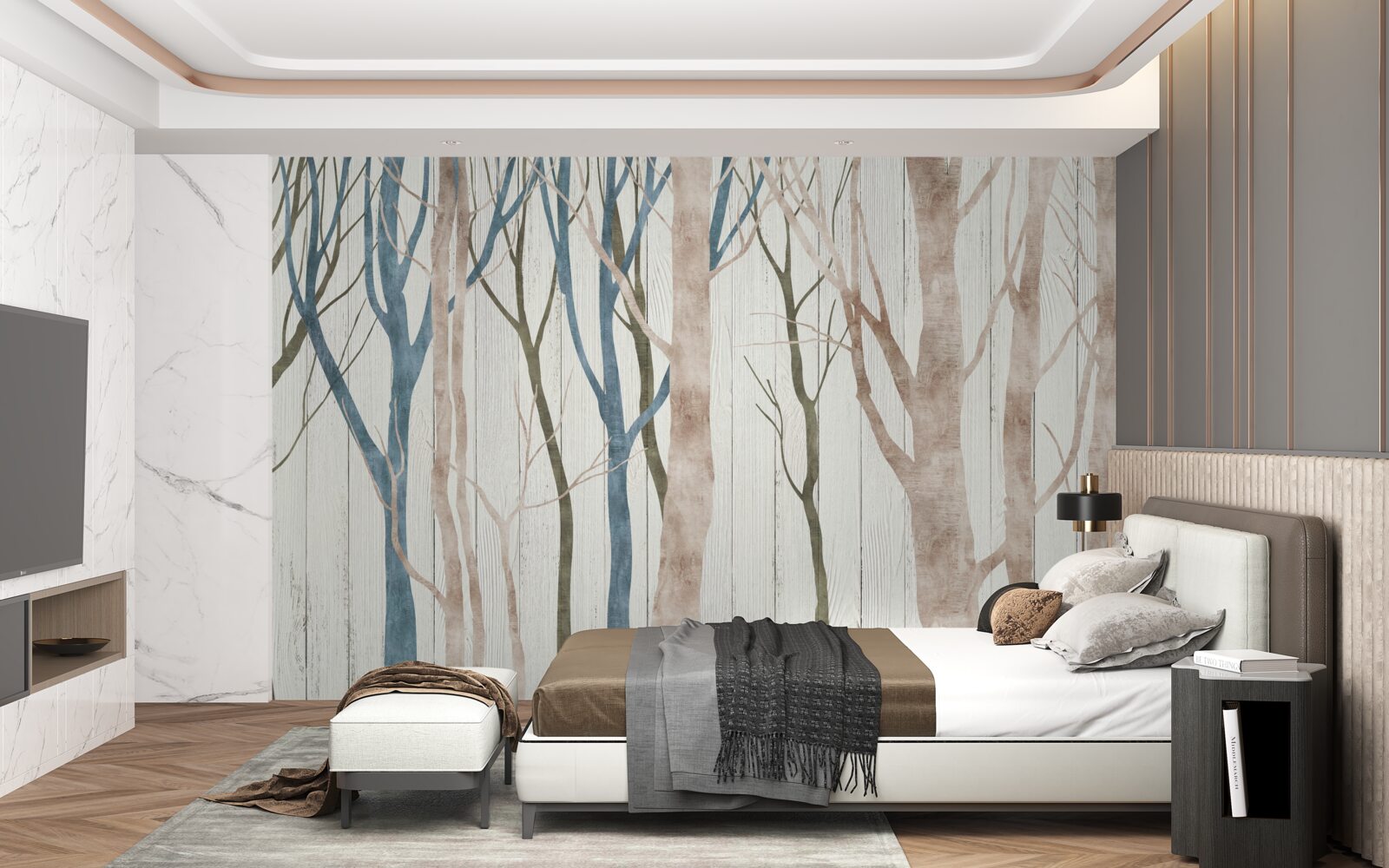 Papier peint image d'une forêt penchée