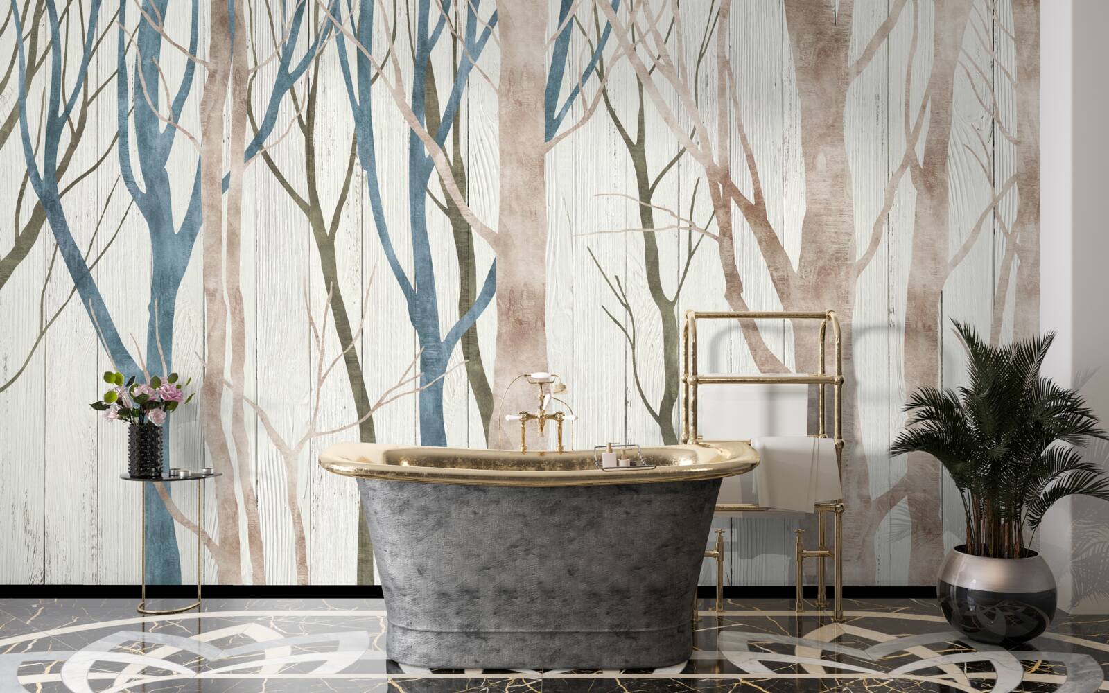 Papier peint image d'une forêt penchée