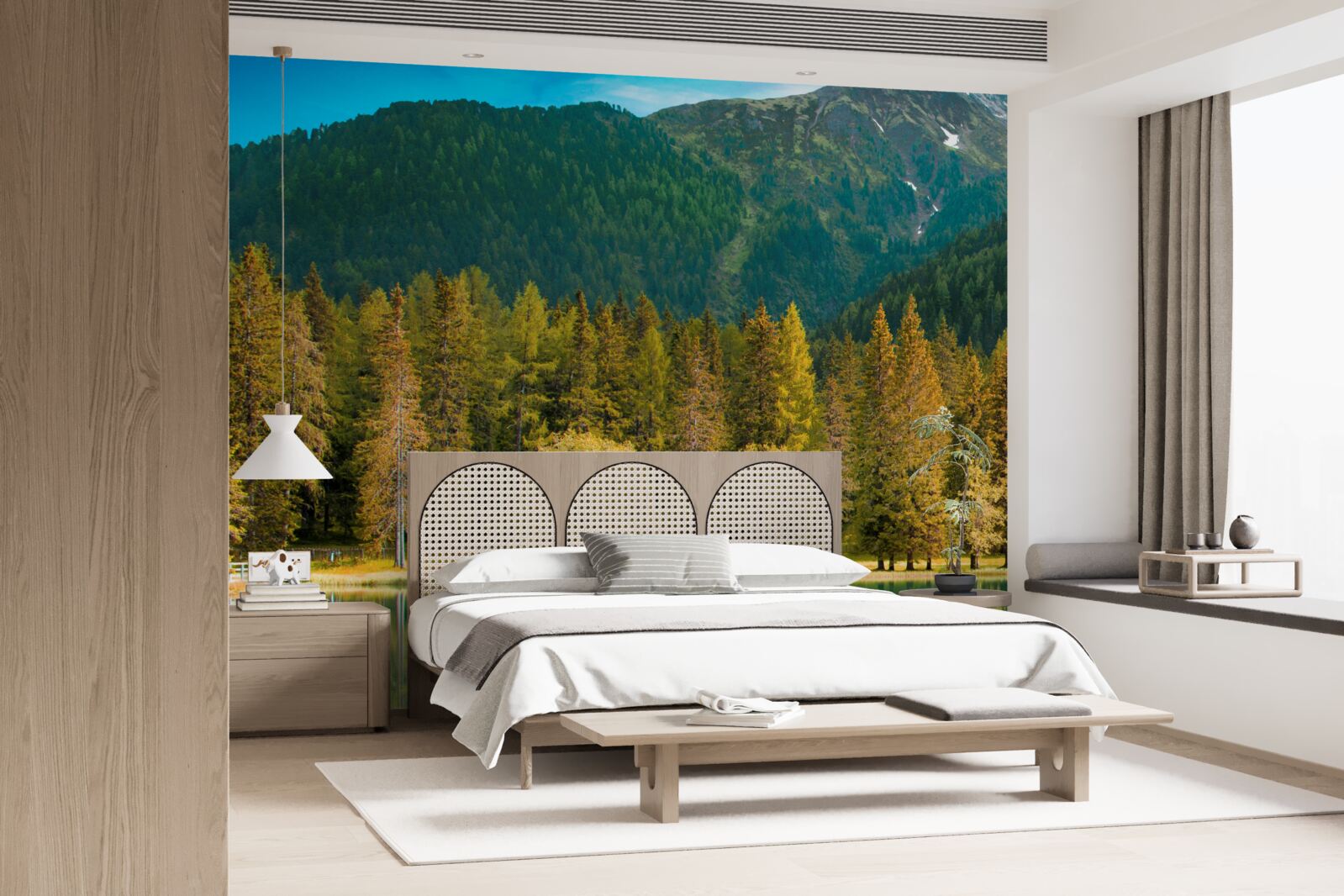 Papier peint lac de montagne dans un paysage d'automne