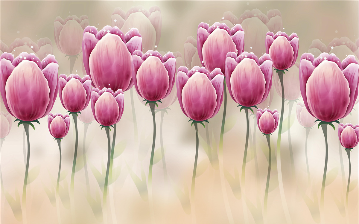 Papier peint tulipes cramoisies fermées