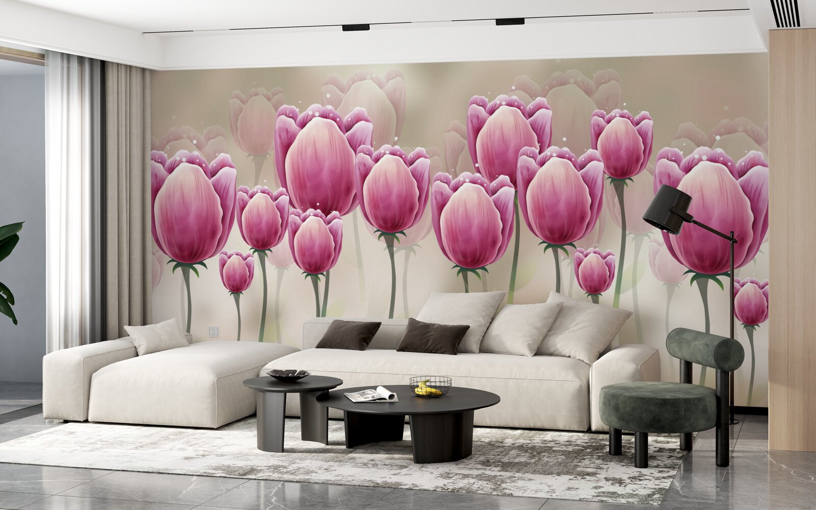 Papier peint tulipes cramoisies fermées