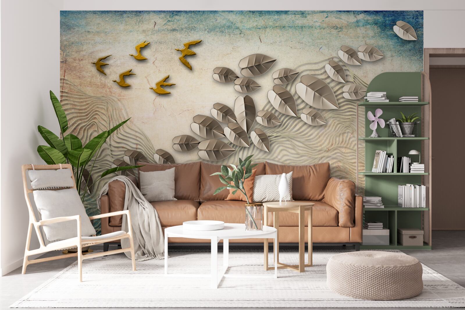 Papier peint les créatures à plumes et leur duvet dans les rafales de vent