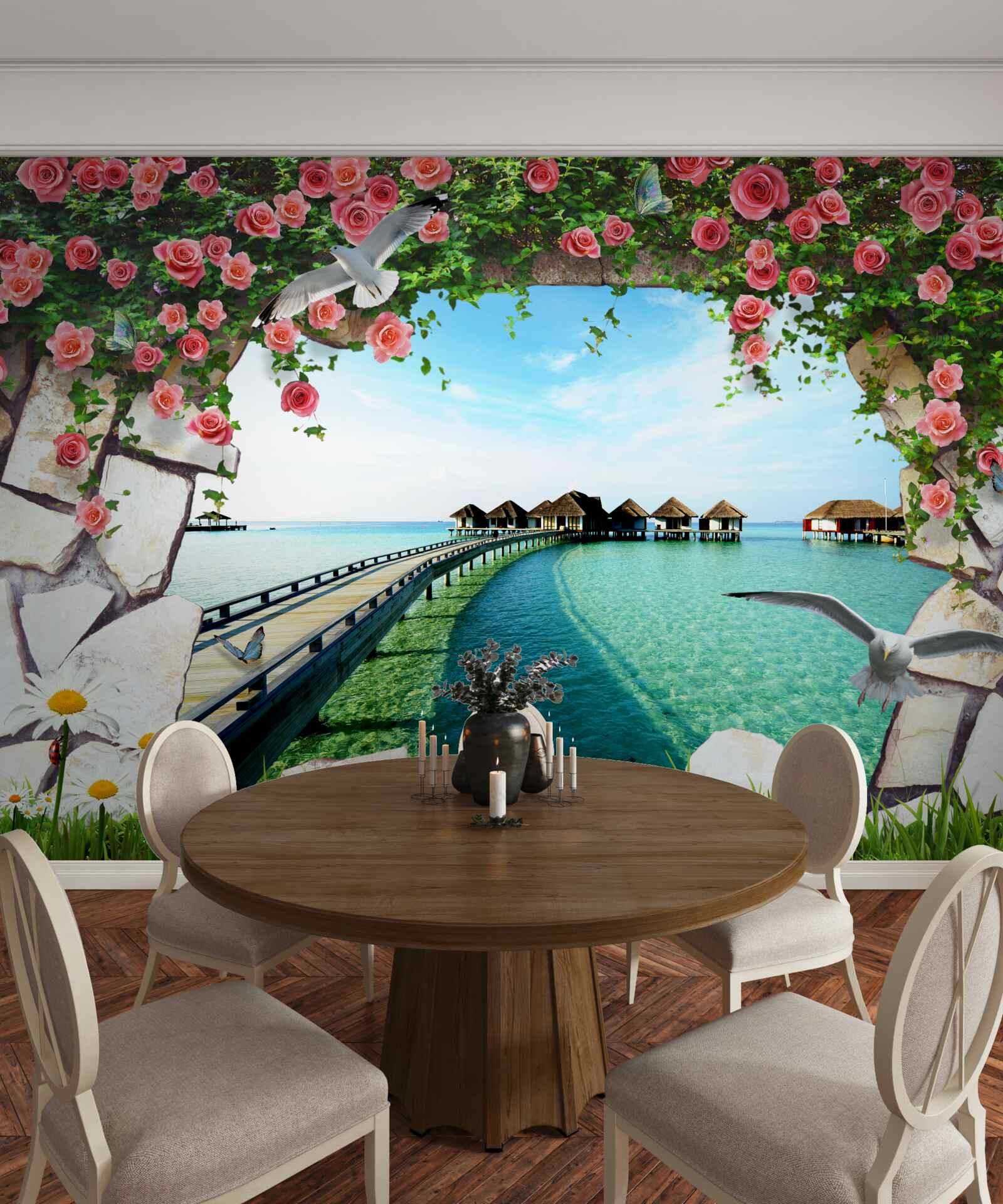 Papier peint porte donnant sur le port maritime