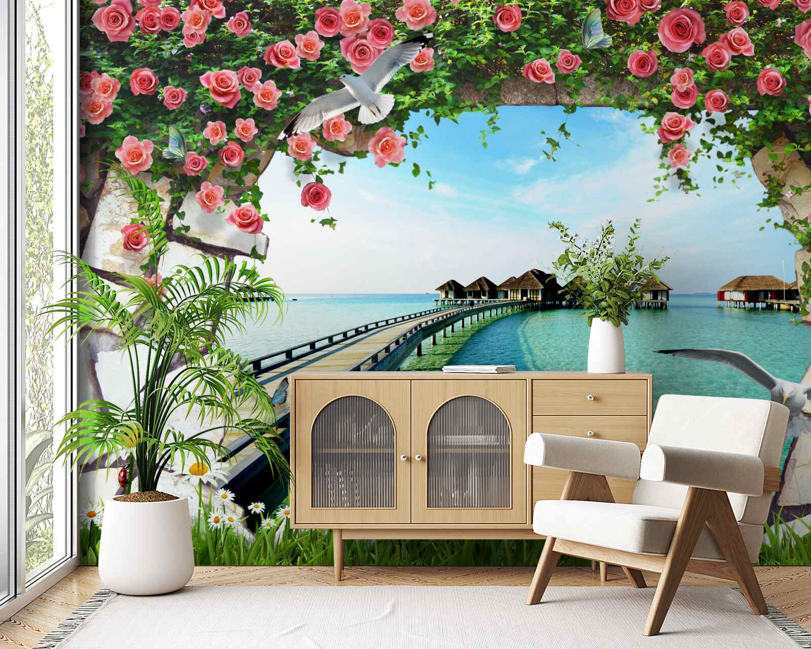 Papier peint porte donnant sur le port maritime