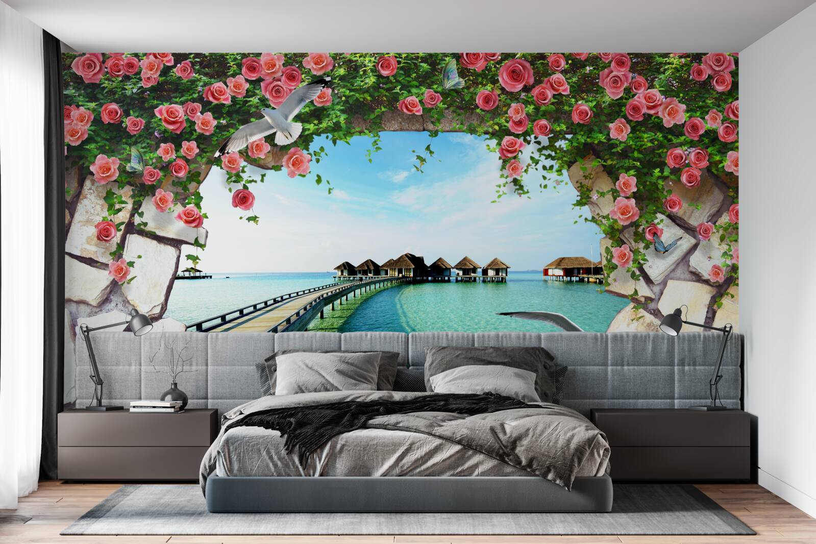 Papier peint porte donnant sur le port maritime