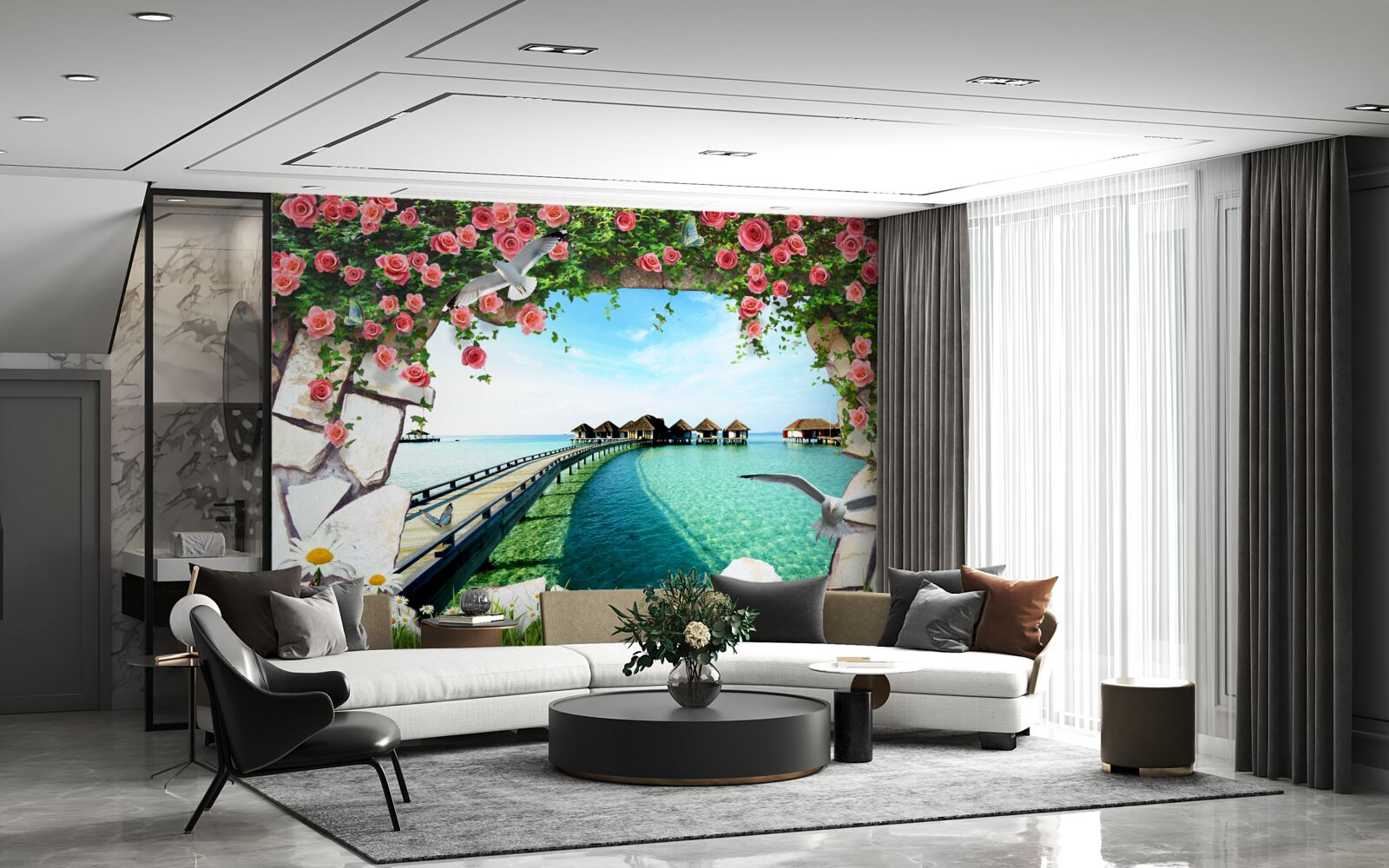 Papier peint porte donnant sur le port maritime