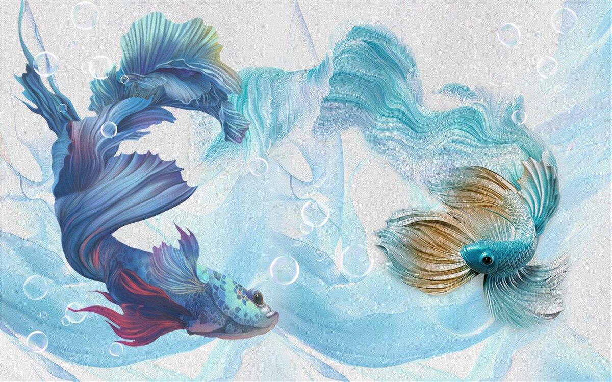 Papier peint image de poissons colorés nageant dans l'eau