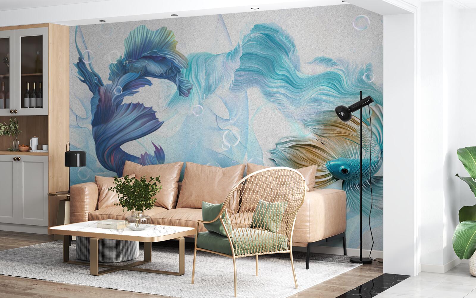 Papier peint image de poissons colorés nageant dans l'eau