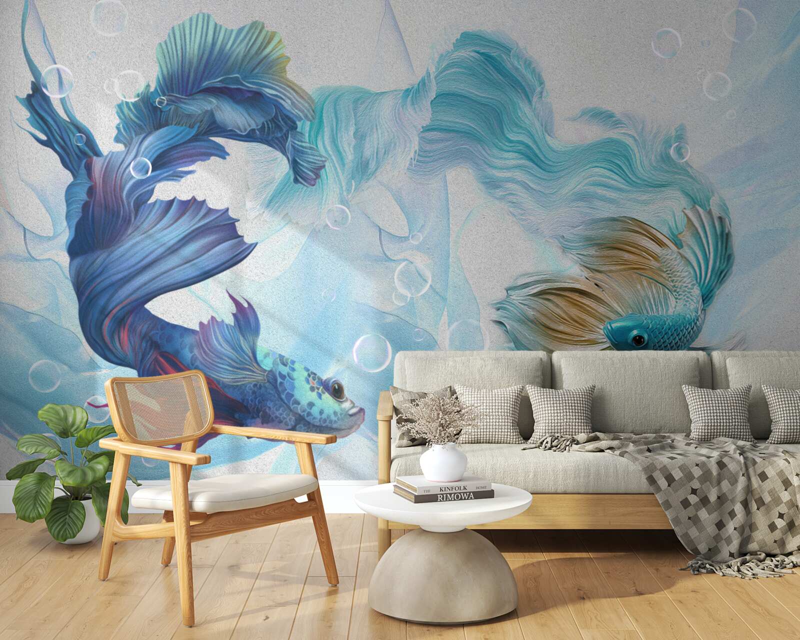 Papier peint image de poissons colorés nageant dans l'eau