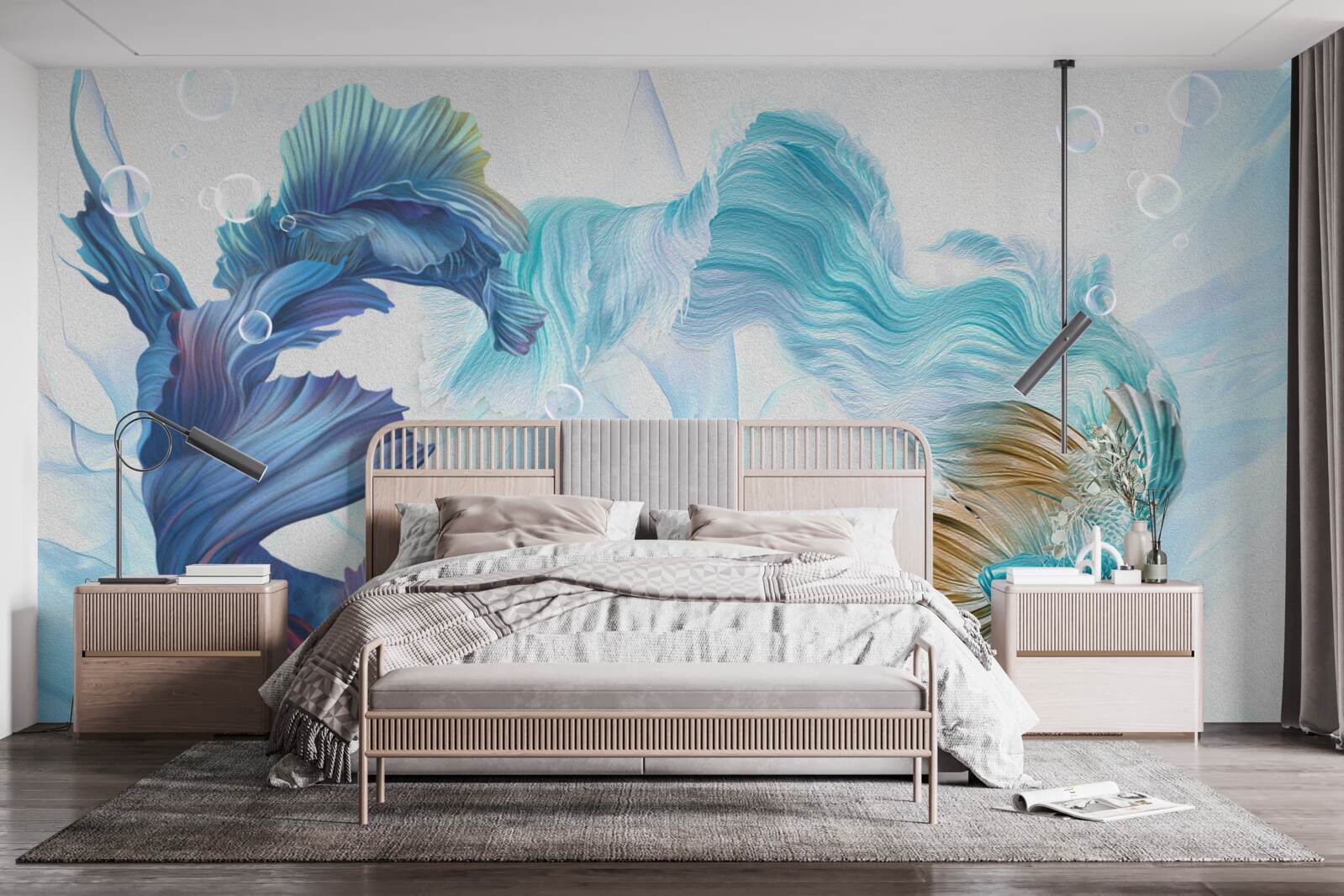 Papier peint image de poissons colorés nageant dans l'eau