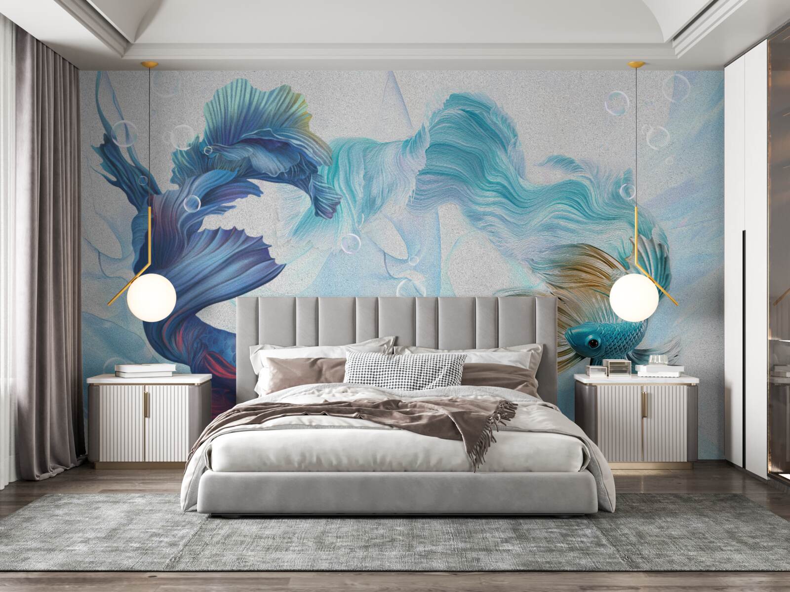 Papier peint image de poissons colorés nageant dans l'eau