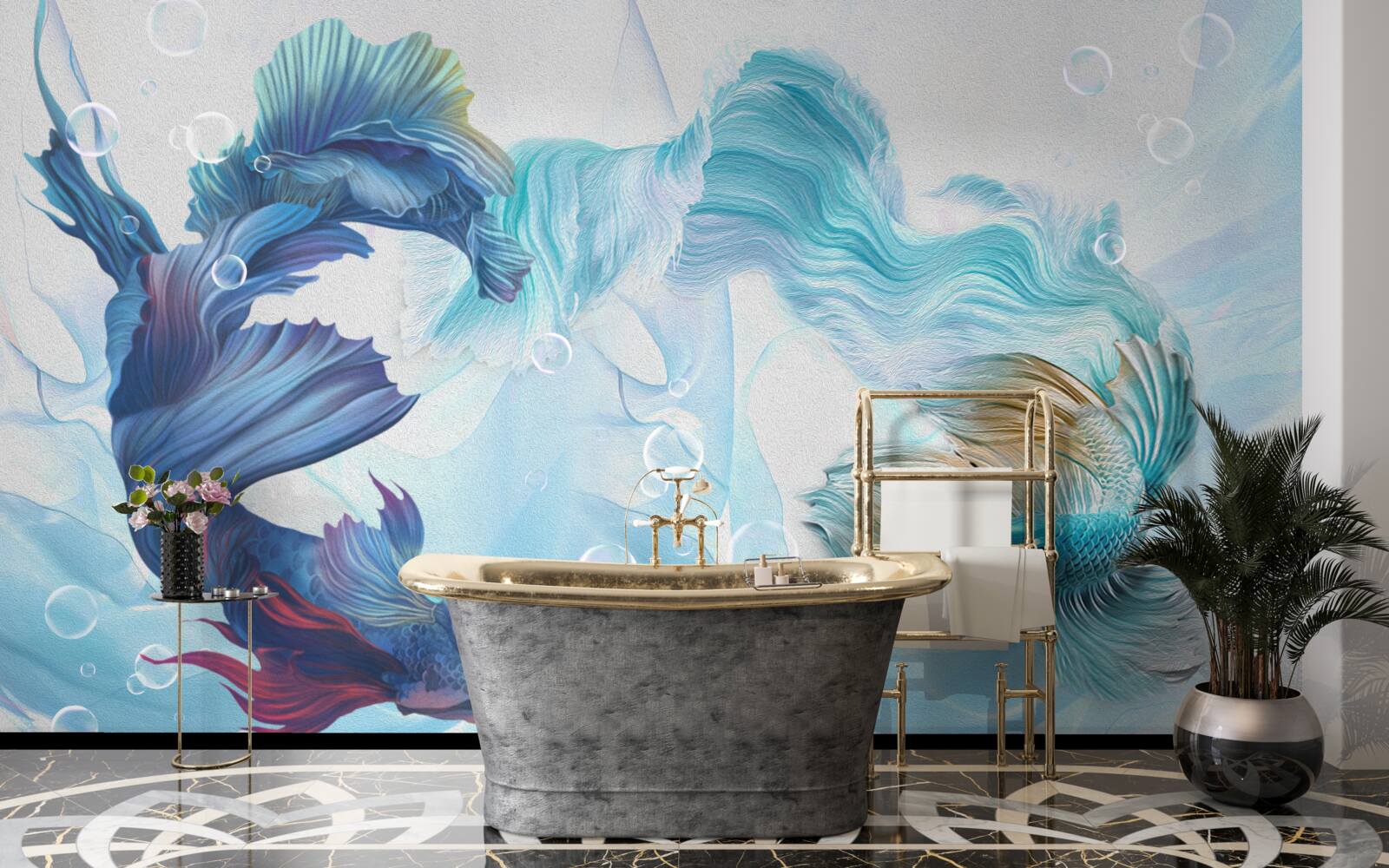 Papier peint image de poissons colorés nageant dans l'eau