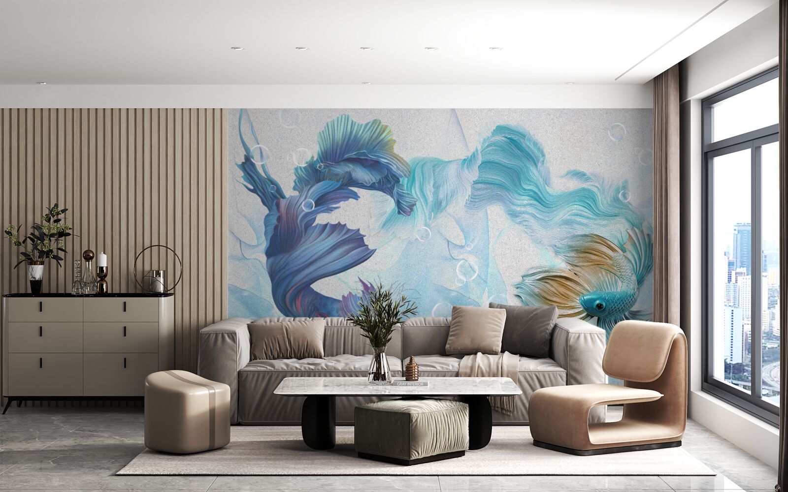 Papier peint image de poissons colorés nageant dans l'eau