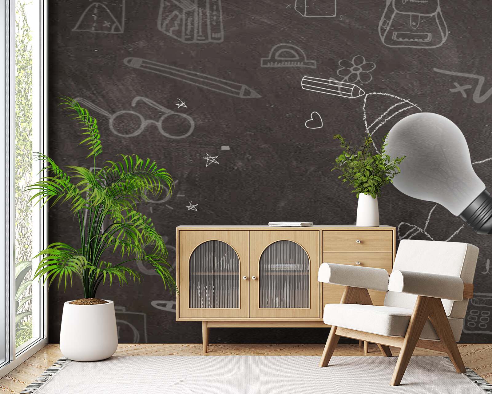 Papier peint sur un tableau noir - apprendre avec créativité