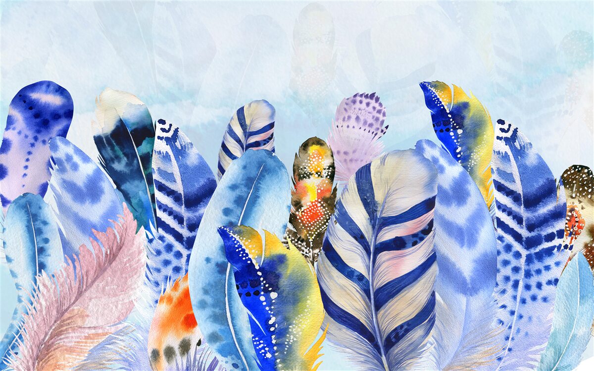 Papier peint plumes brillantes à la mode