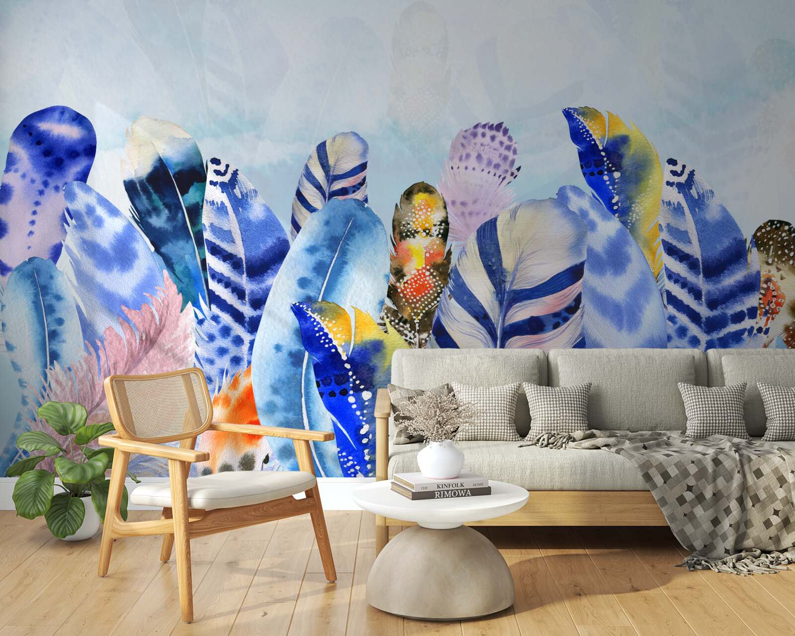 Papier peint plumes brillantes à la mode