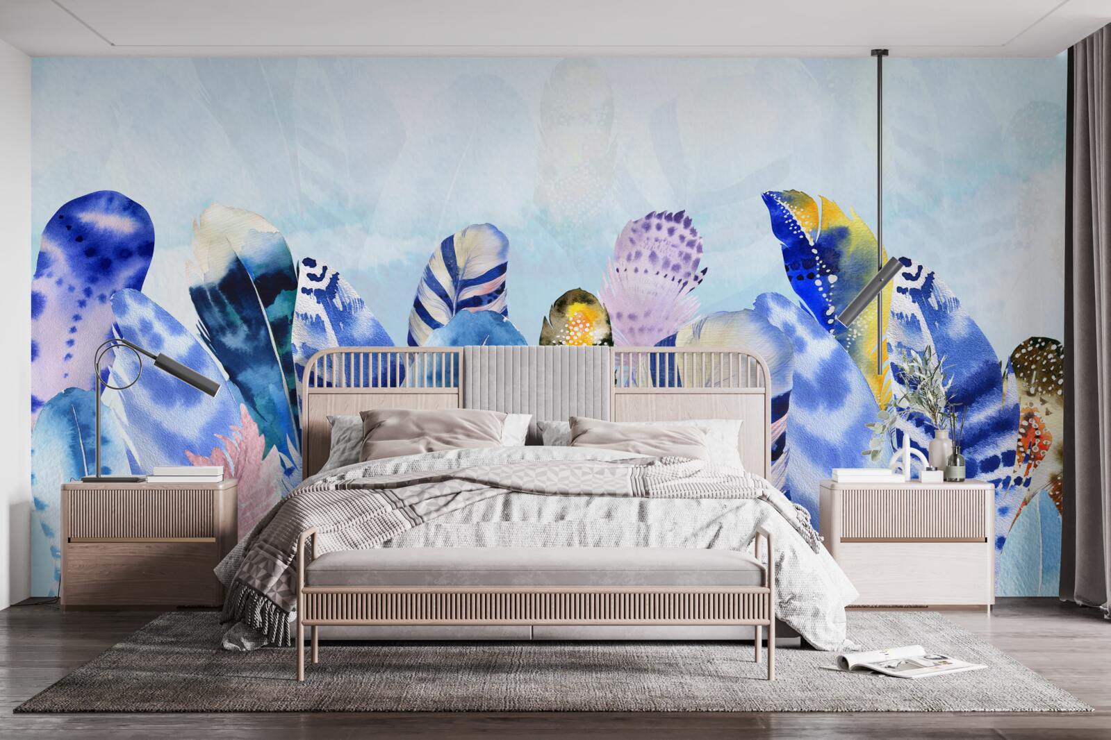 Papier peint plumes brillantes à la mode