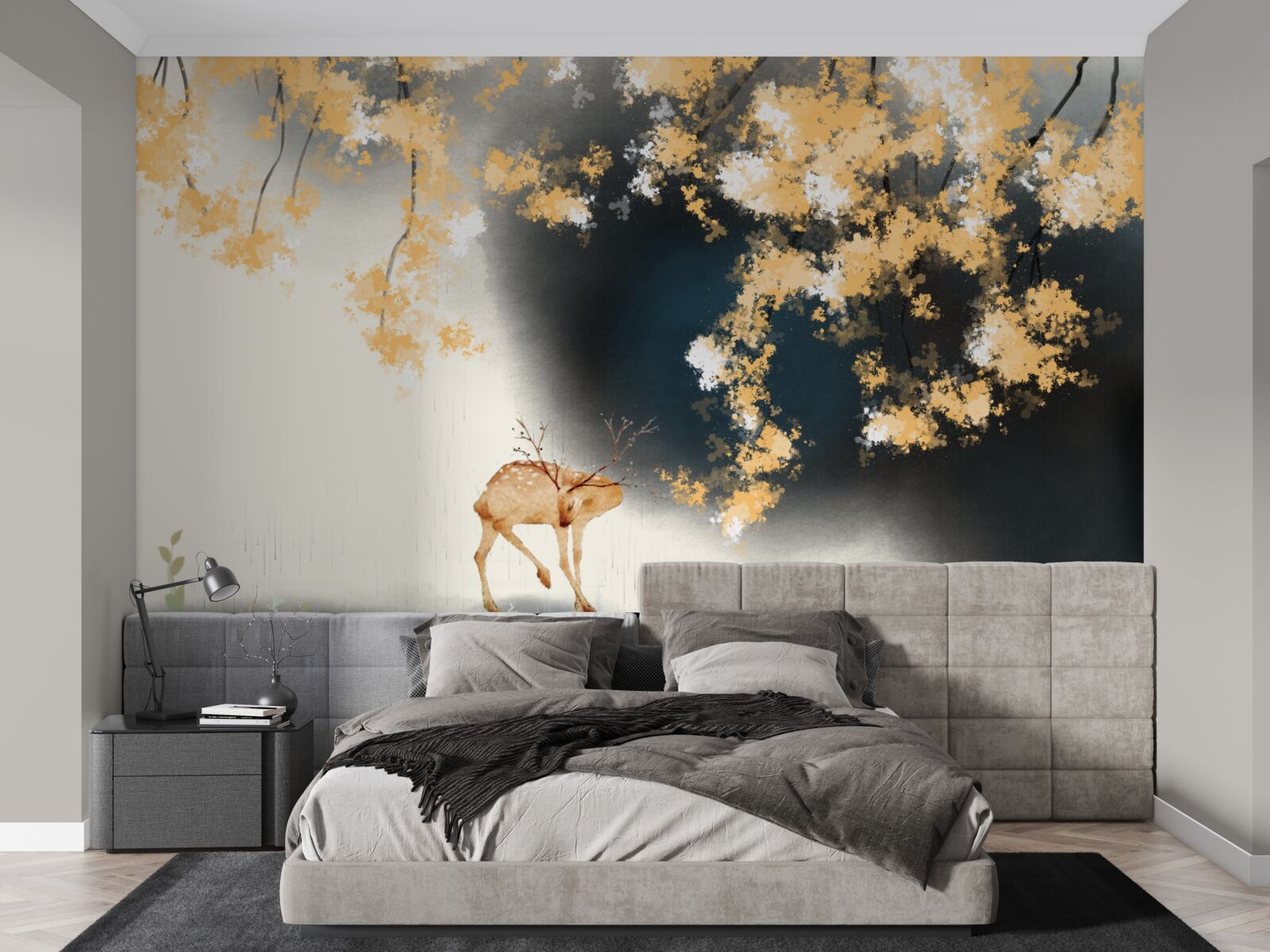 Papier peint chamois dans les fourrés brumeux d'automne