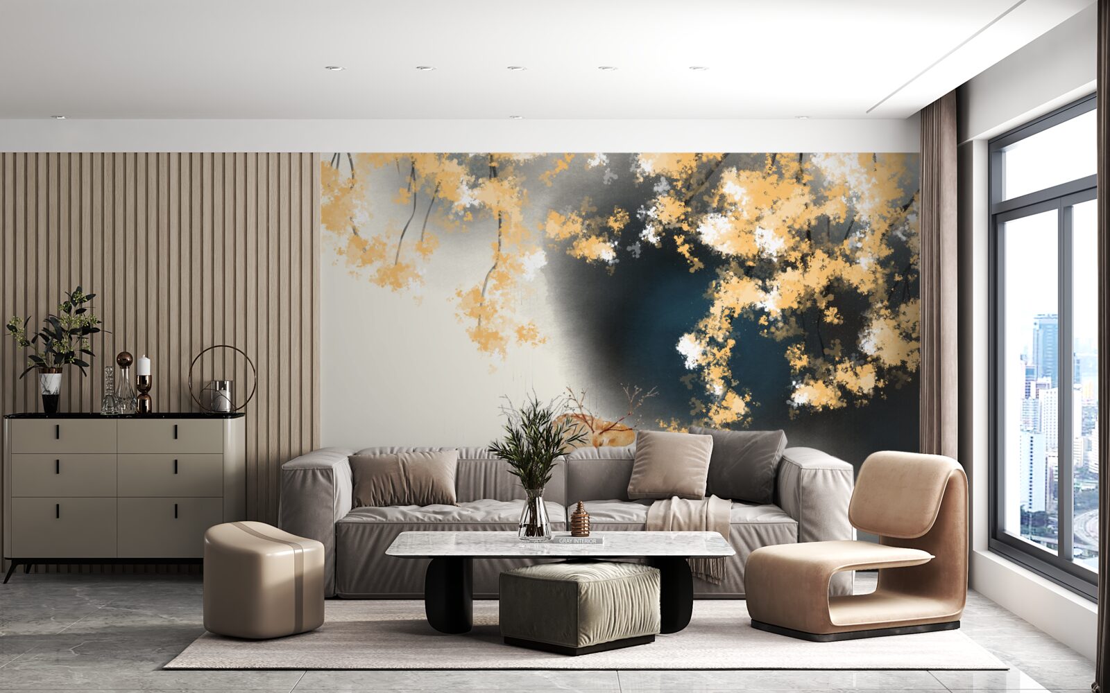 Papier peint chamois dans les fourrés brumeux d'automne