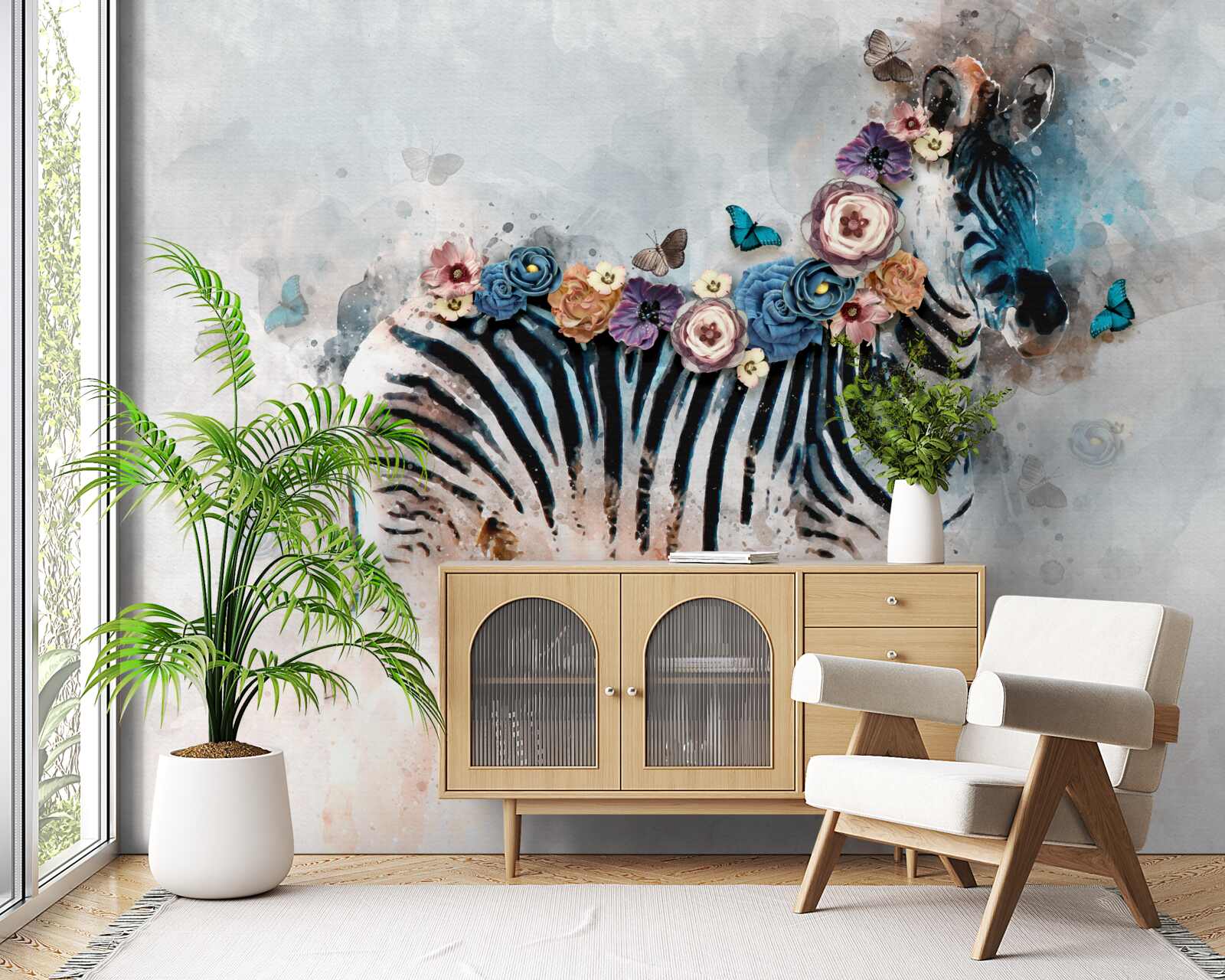 Papier peint couleurs zébrées avec des rayures vives