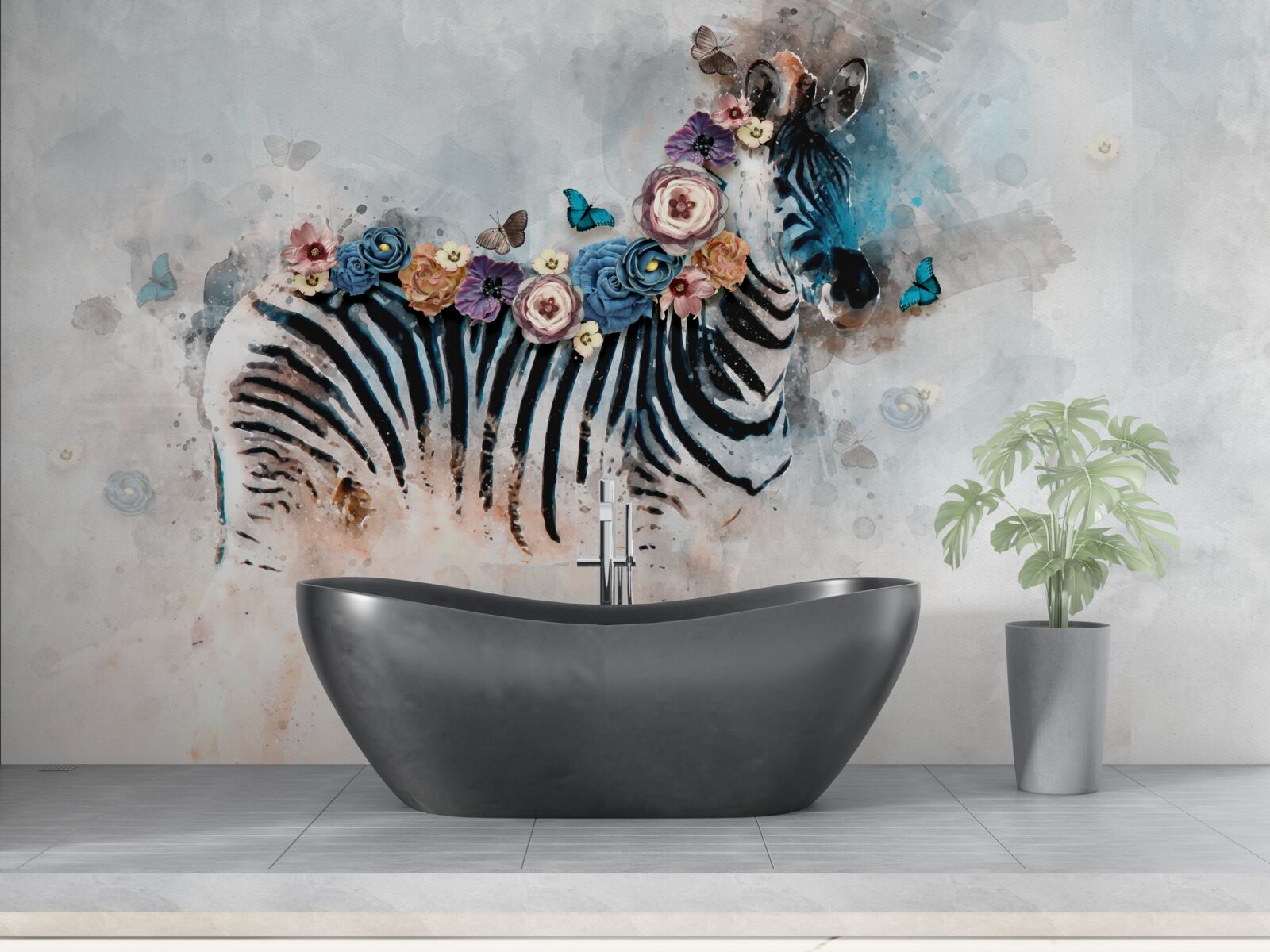 Papier peint couleurs zébrées avec des rayures vives