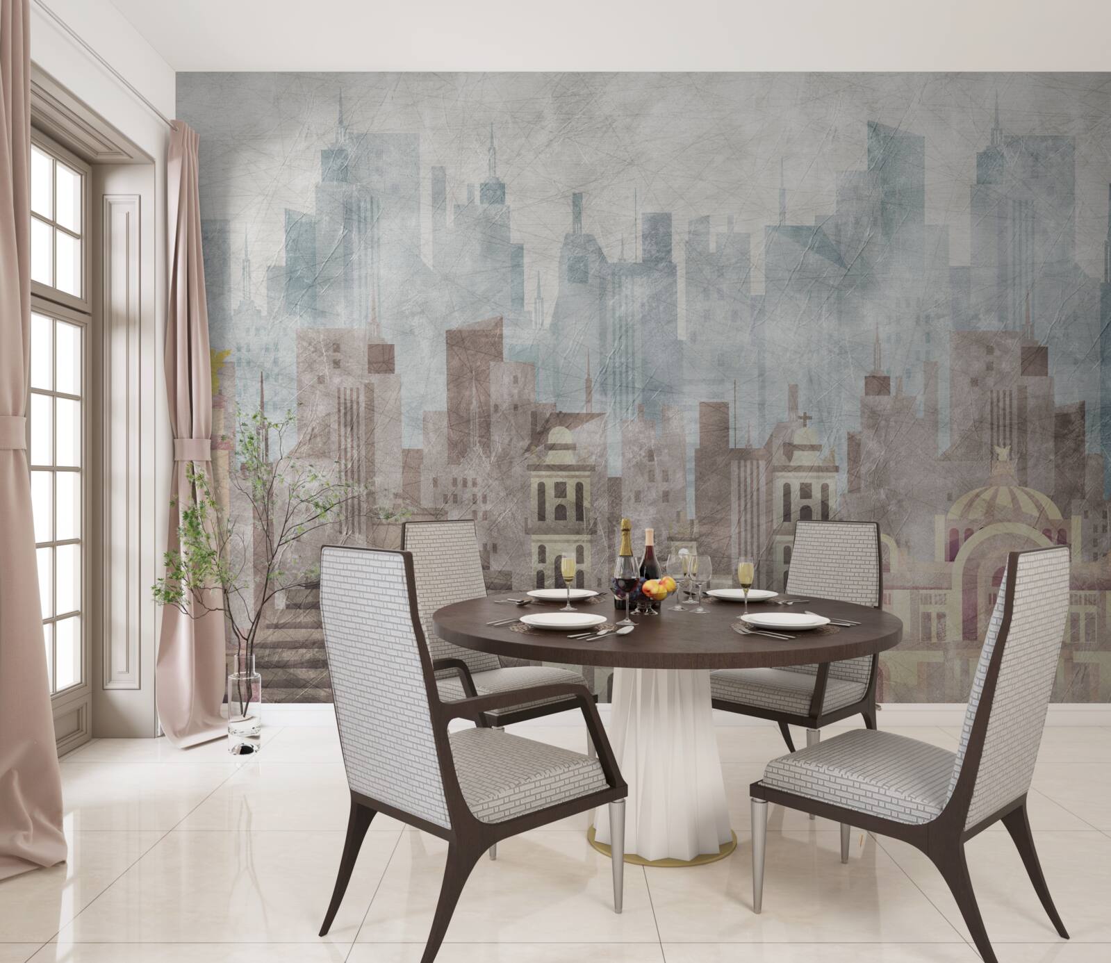 Papier peint la ville ancienne face à la métropole