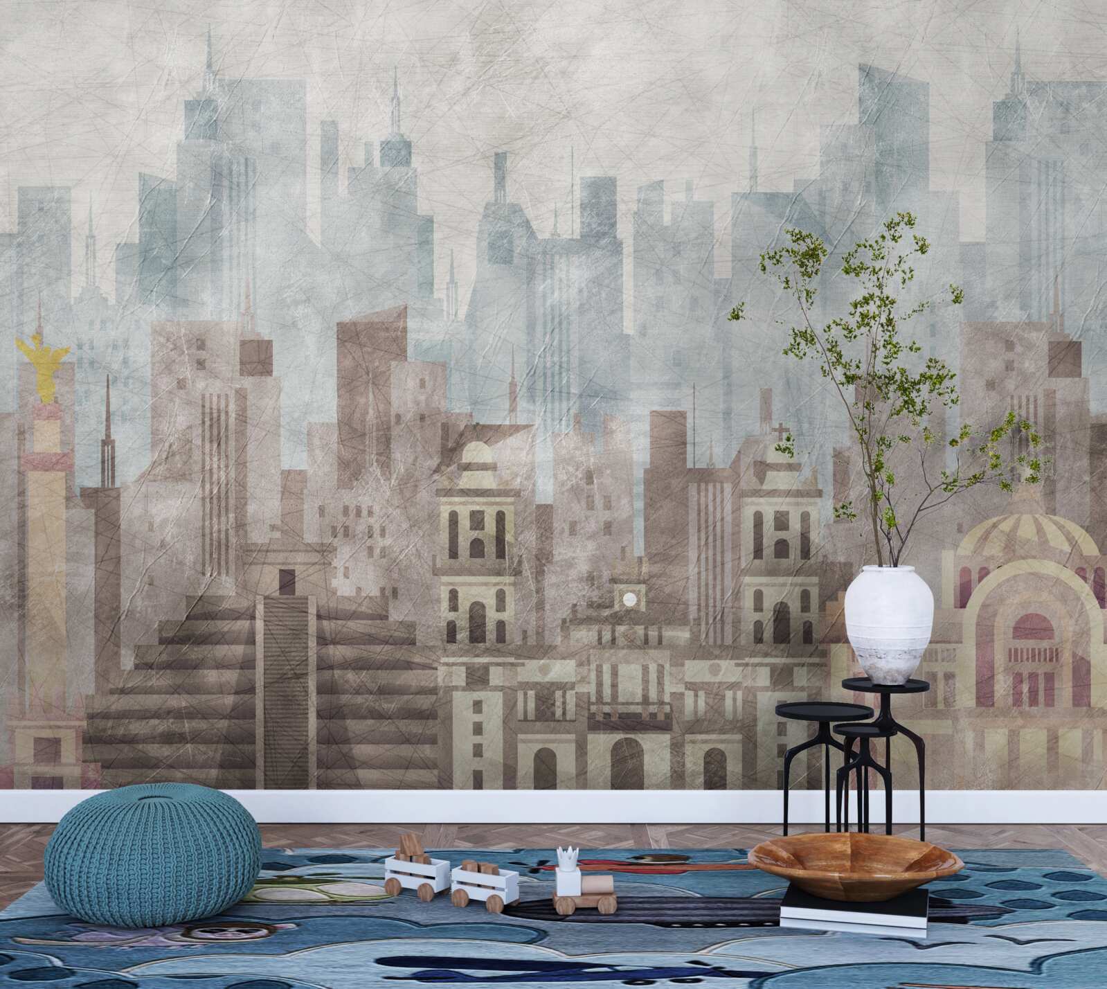 Papier peint la ville ancienne face à la métropole