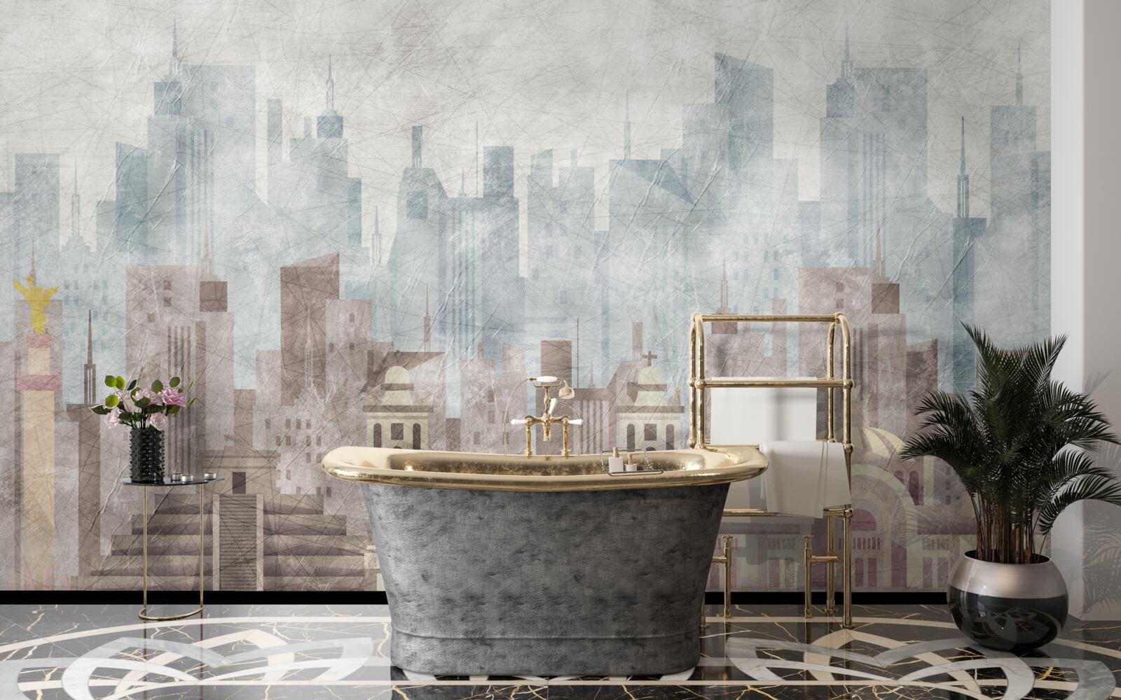 Papier peint la ville ancienne face à la métropole