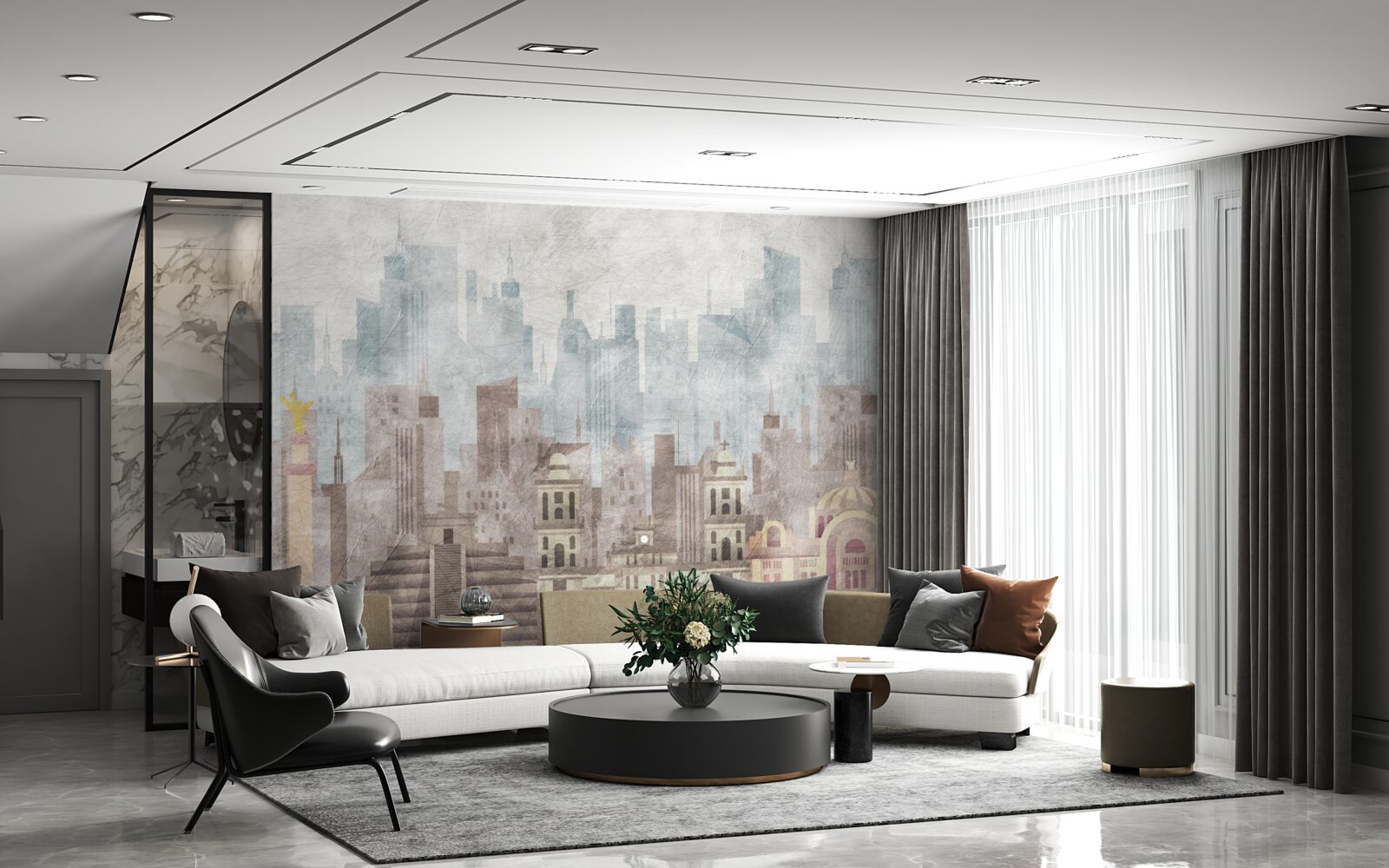 Papier peint la ville ancienne face à la métropole