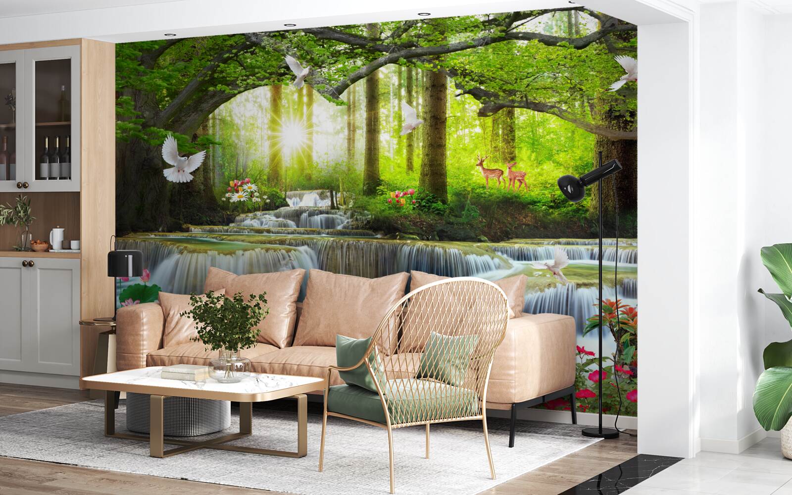 Papier peint Vie et nature à une cascade sauvage dans la forêt