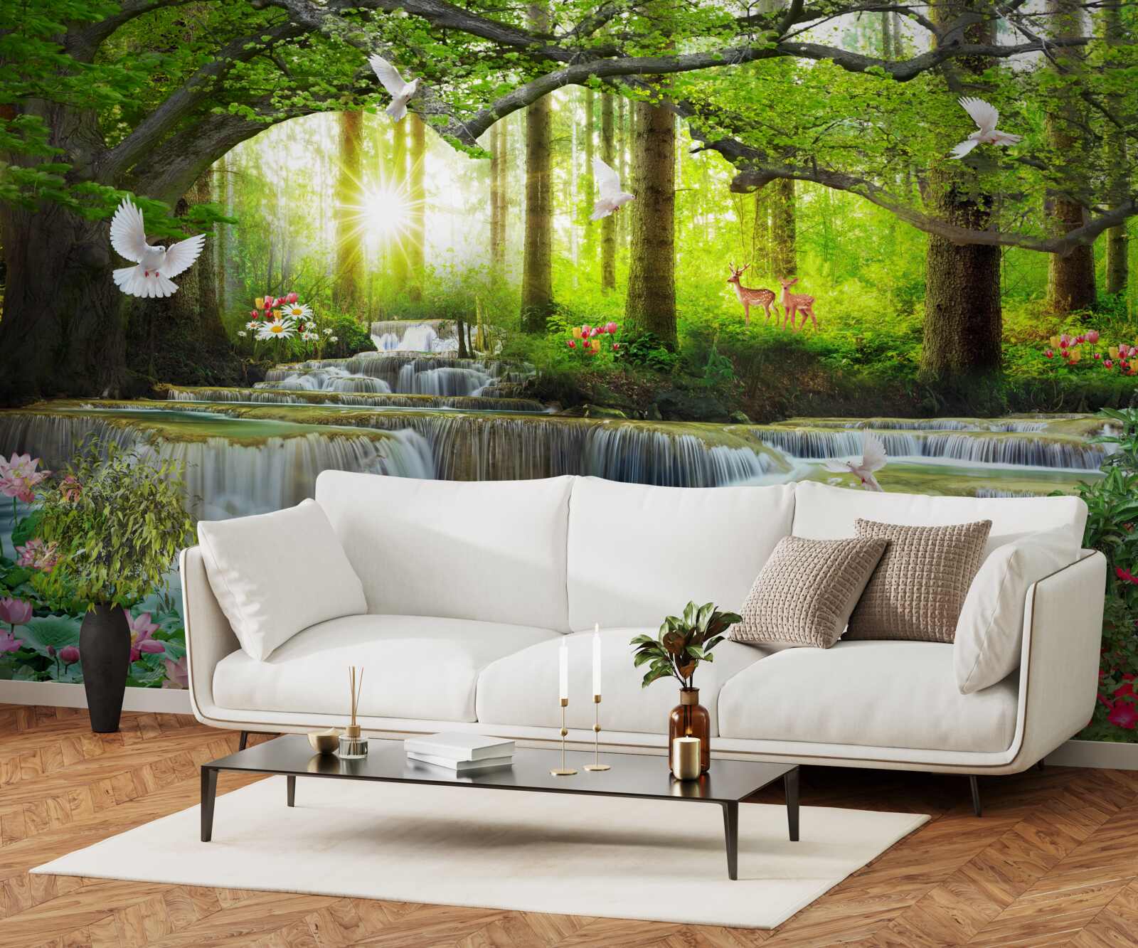 Papier peint Vie et nature à une cascade sauvage dans la forêt