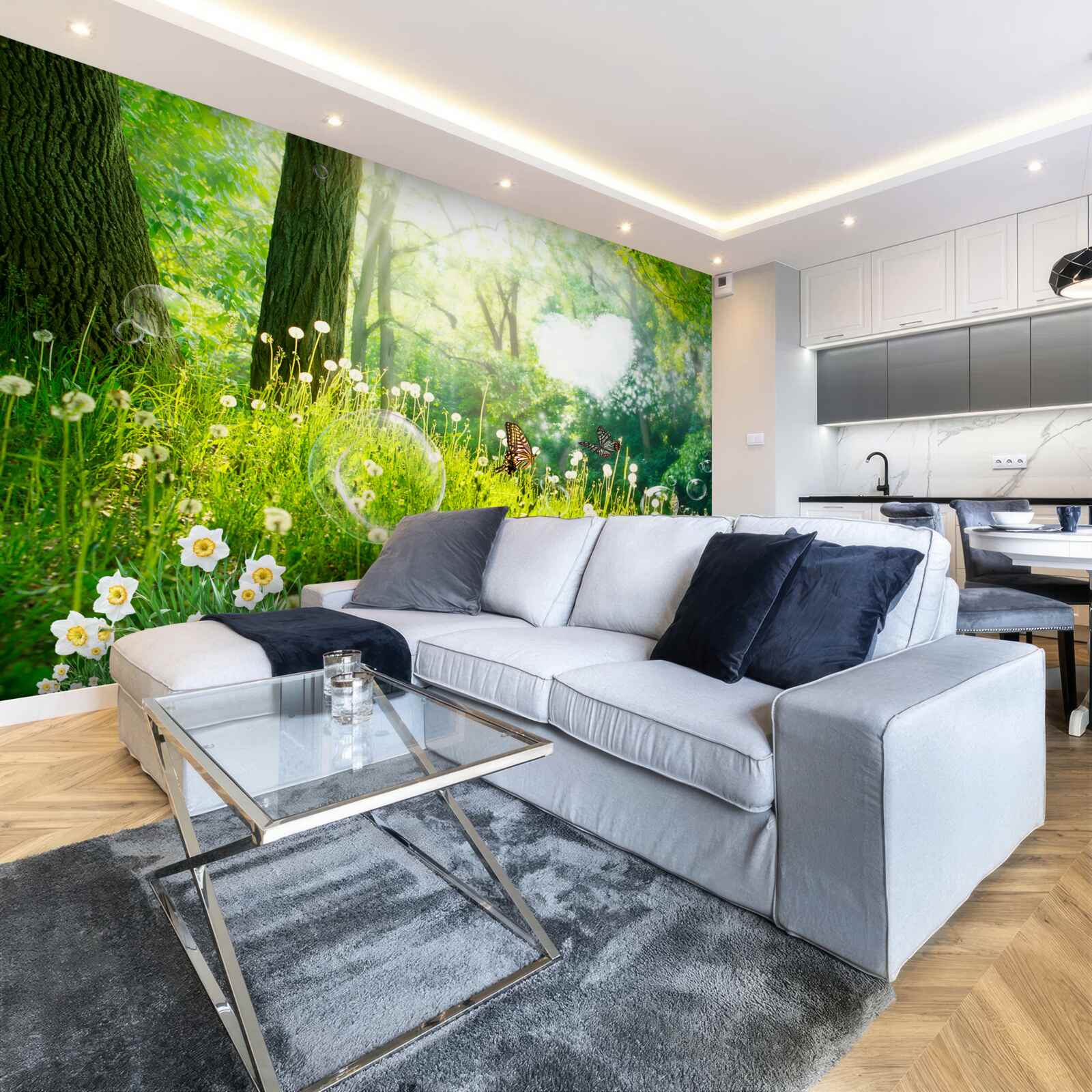 Papier peint Mites sur une prairie verte