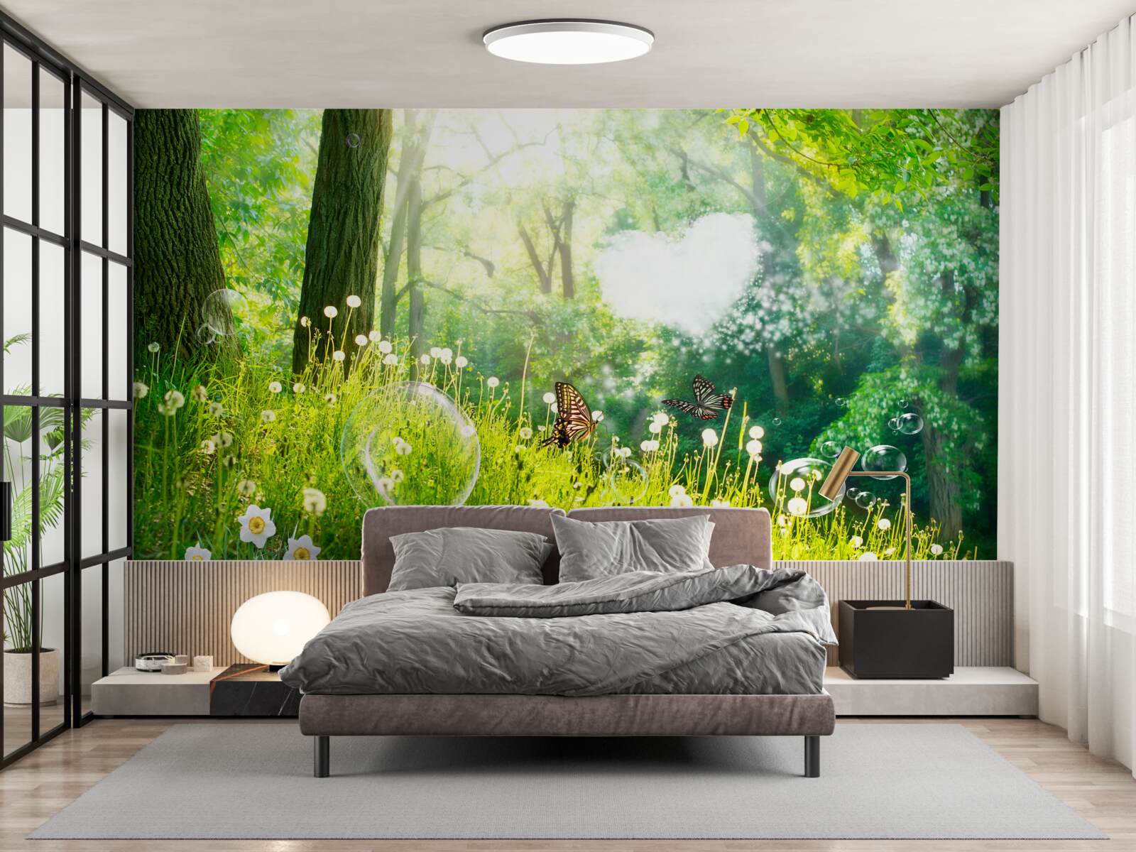 Papier peint Mites sur une prairie verte