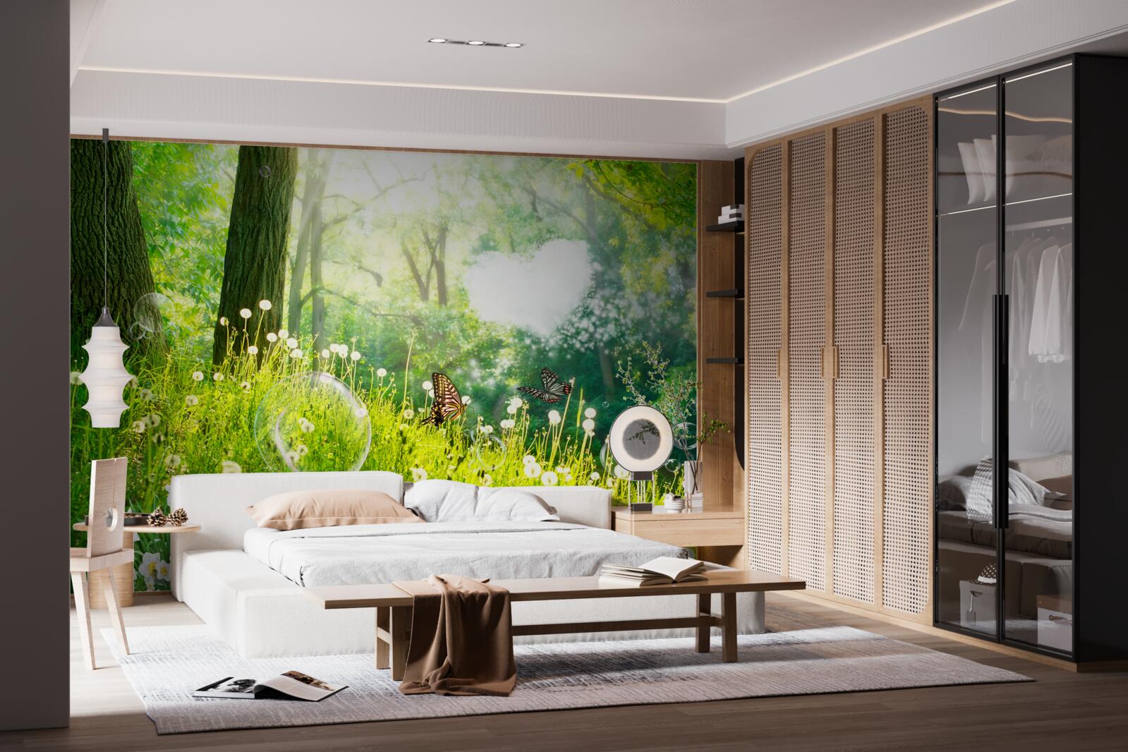 Papier peint Mites sur une prairie verte