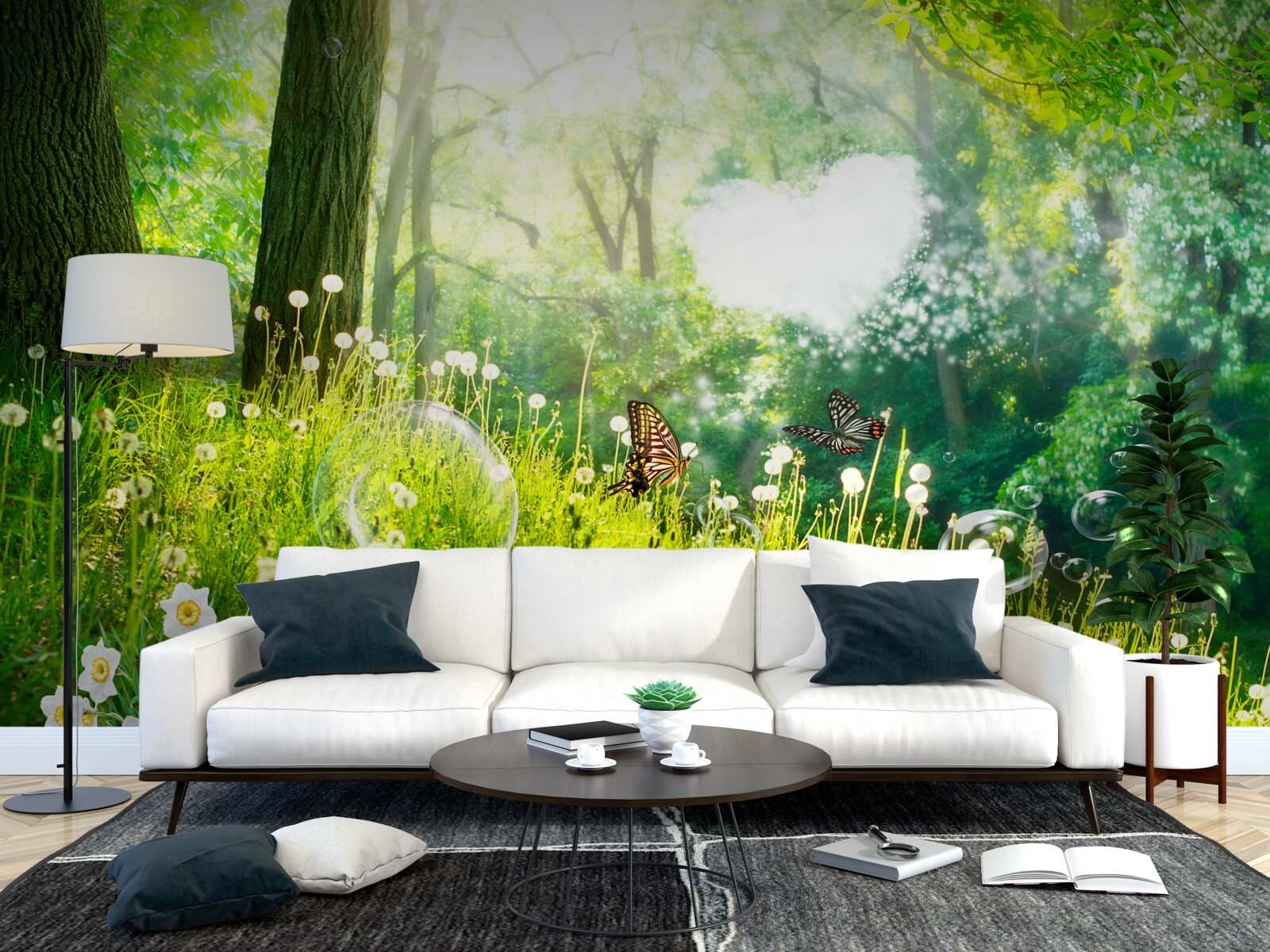 Papier peint Mites sur une prairie verte