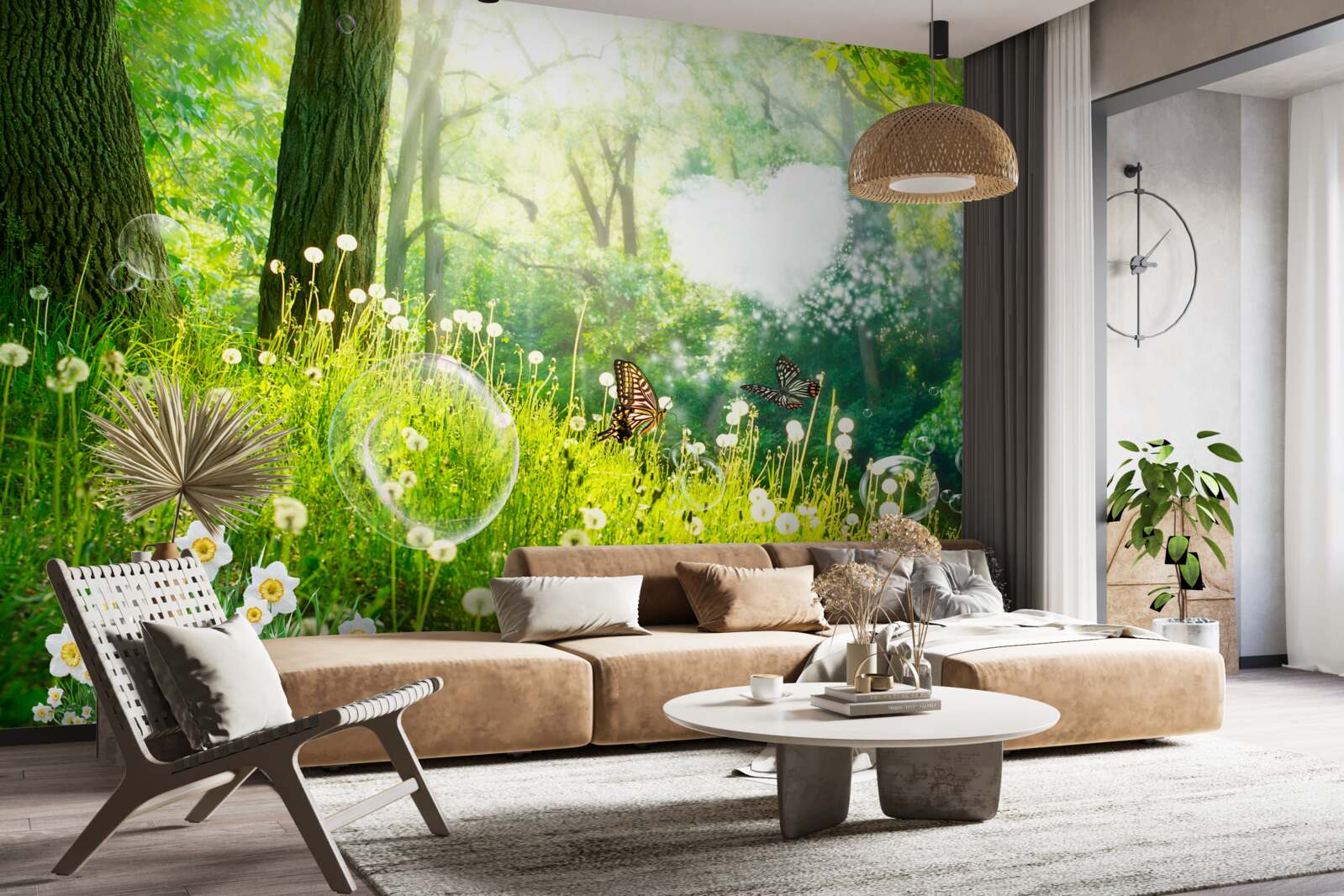 Papier peint Mites sur une prairie verte