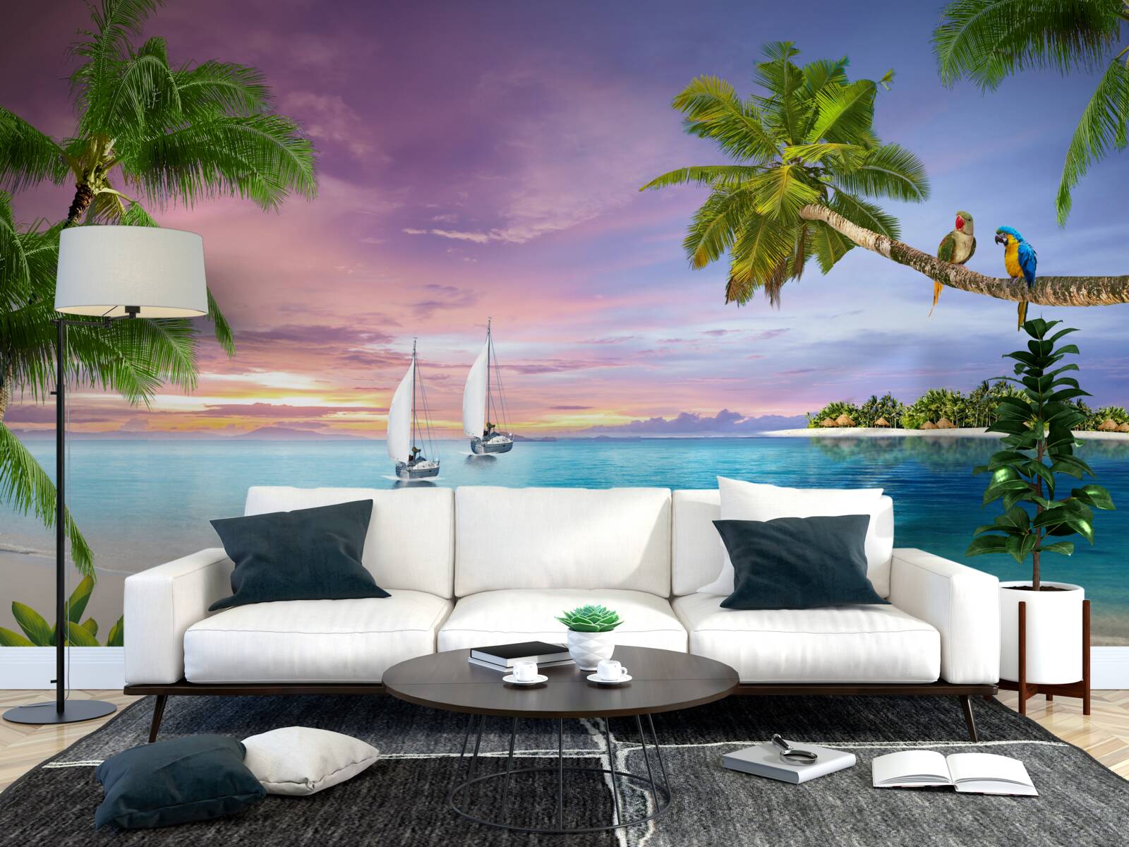 Papier peint yachts à voiles près du bord de mer