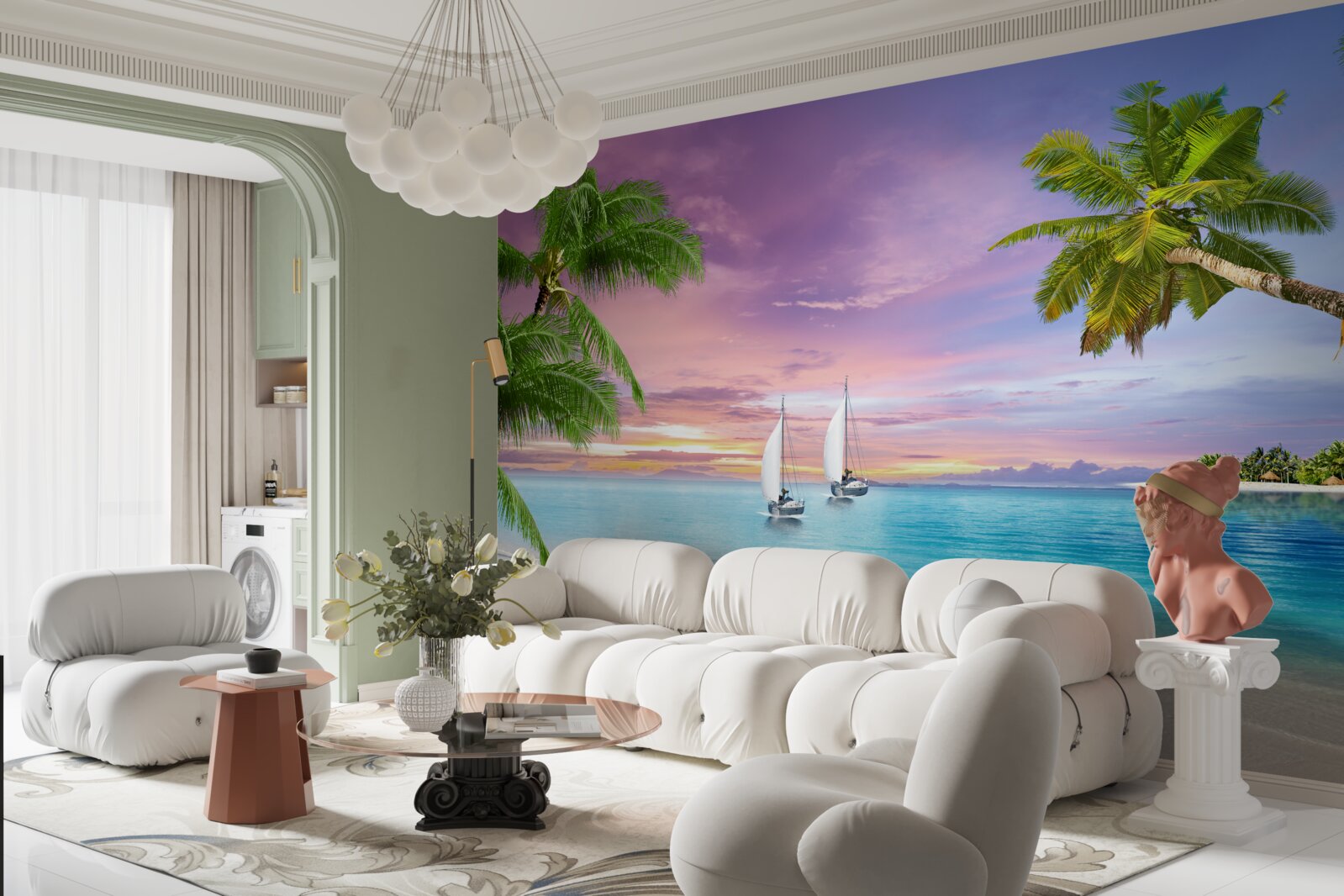 Papier peint yachts à voiles près du bord de mer