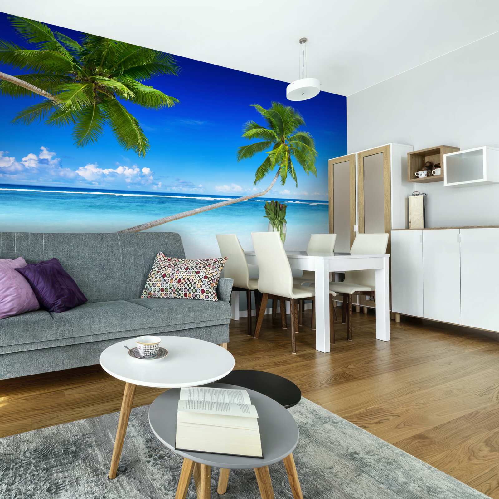 Papier peint plage tropicale et palmiers où règne le silence