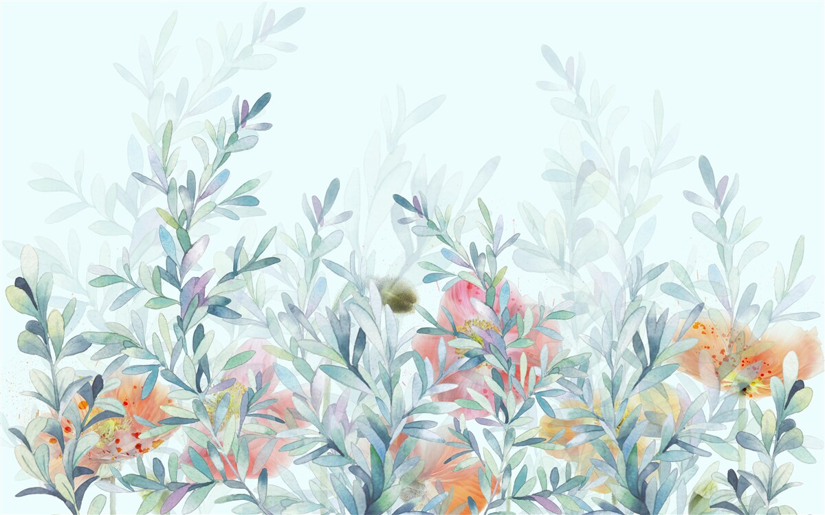 Papier peint des fleurs à la teinte délicate et céleste