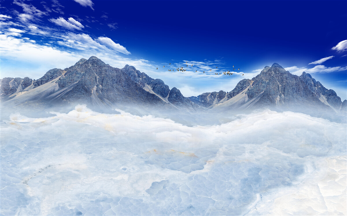 Papier peint voile de brume de montagne enchanteresse