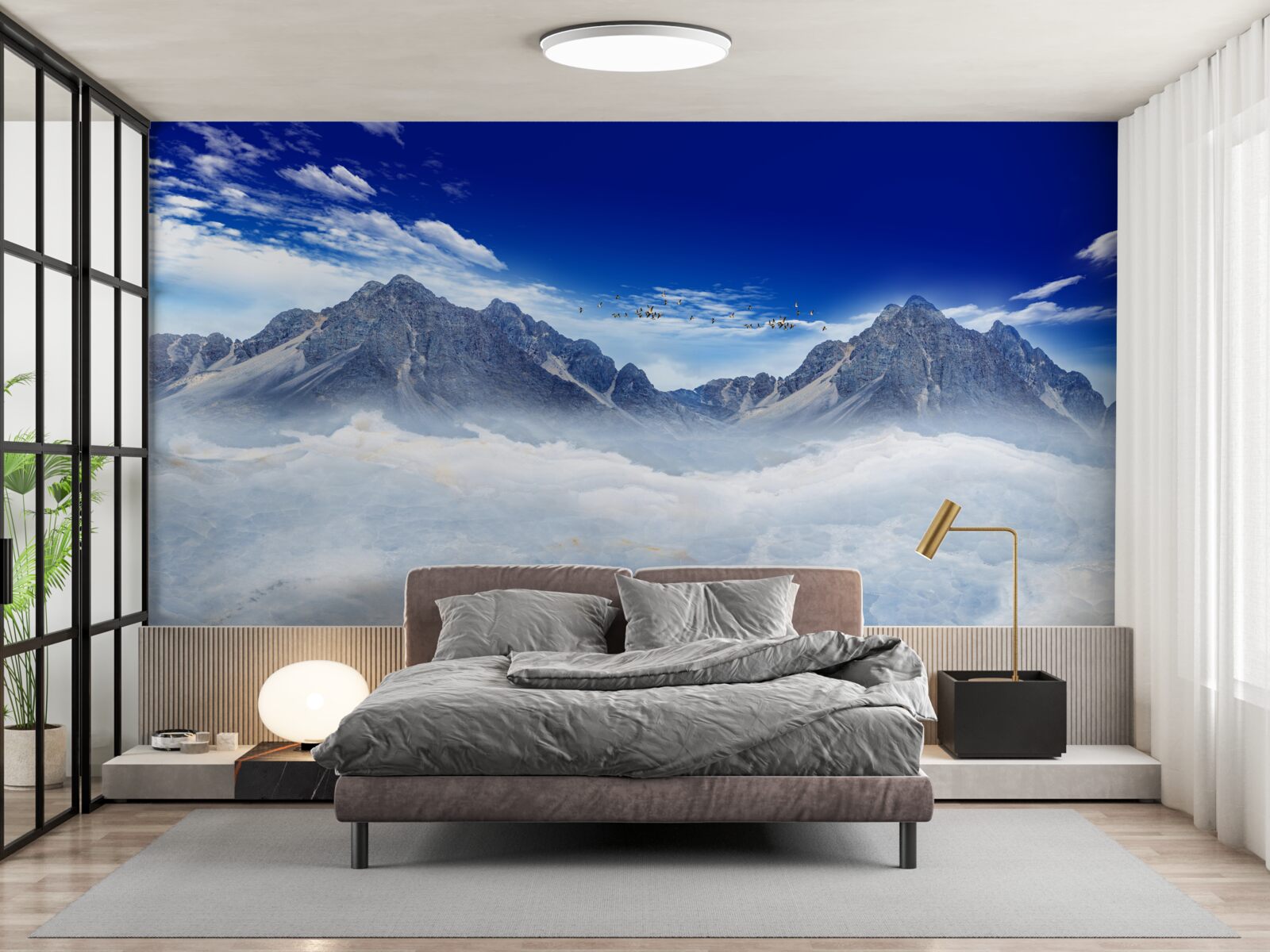 Papier peint voile de brume de montagne enchanteresse