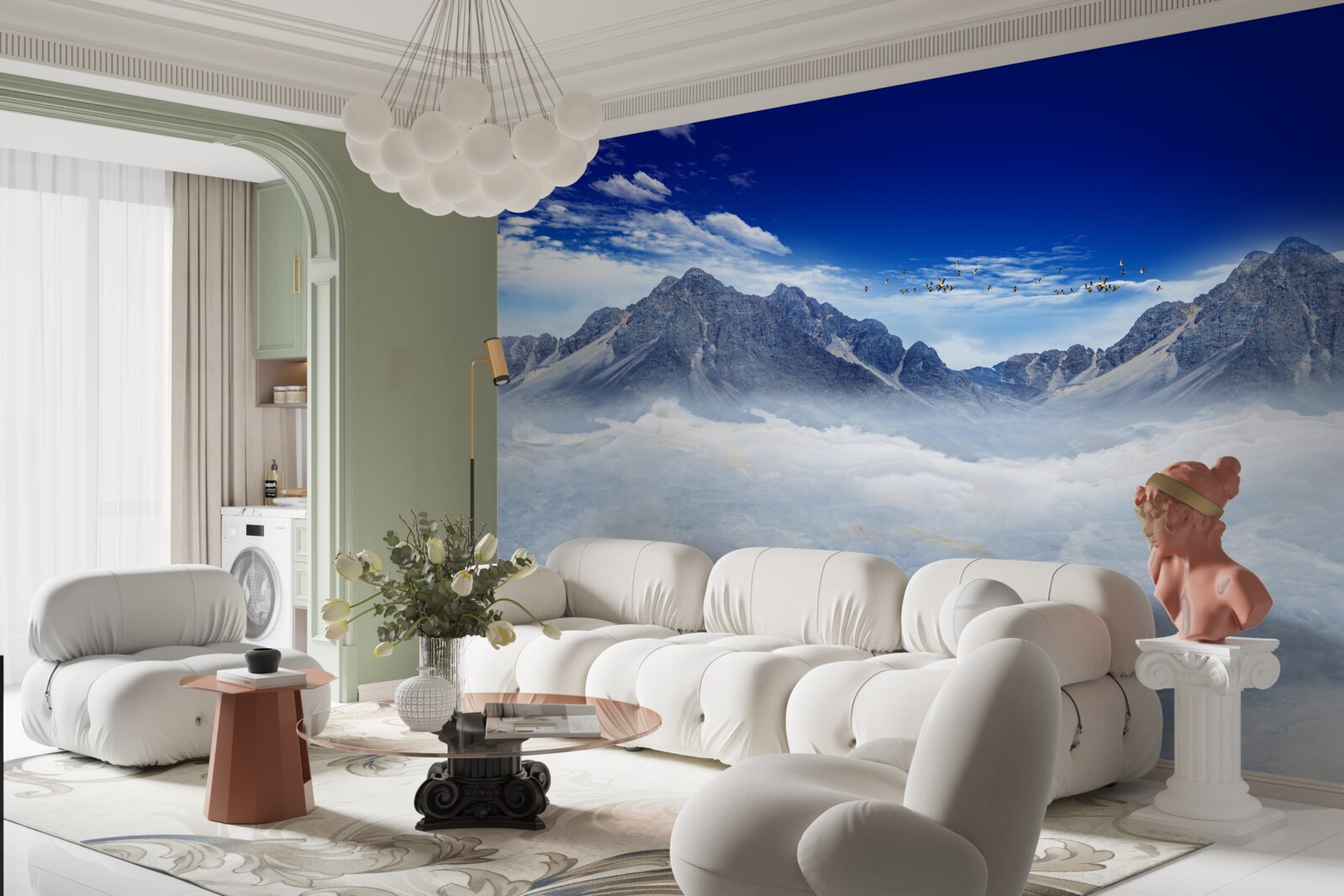 Papier peint voile de brume de montagne enchanteresse