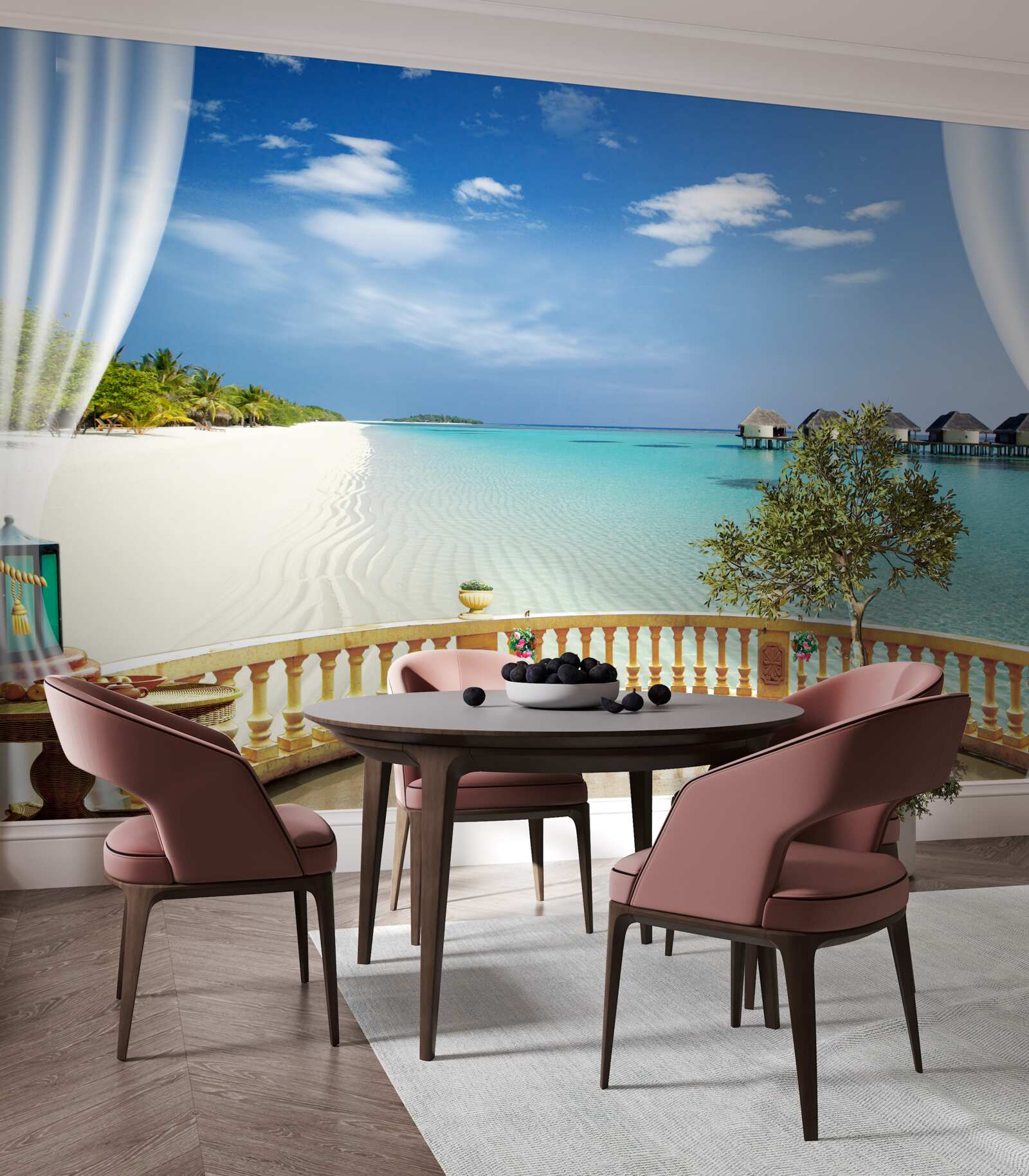 Papier peint vue sur l'océan depuis la véranda