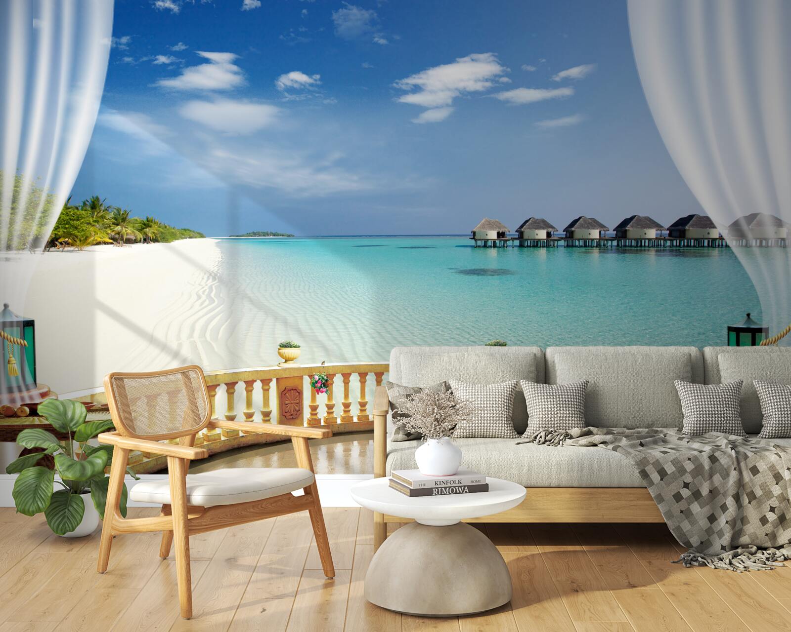 Papier peint vue sur l'océan depuis la véranda