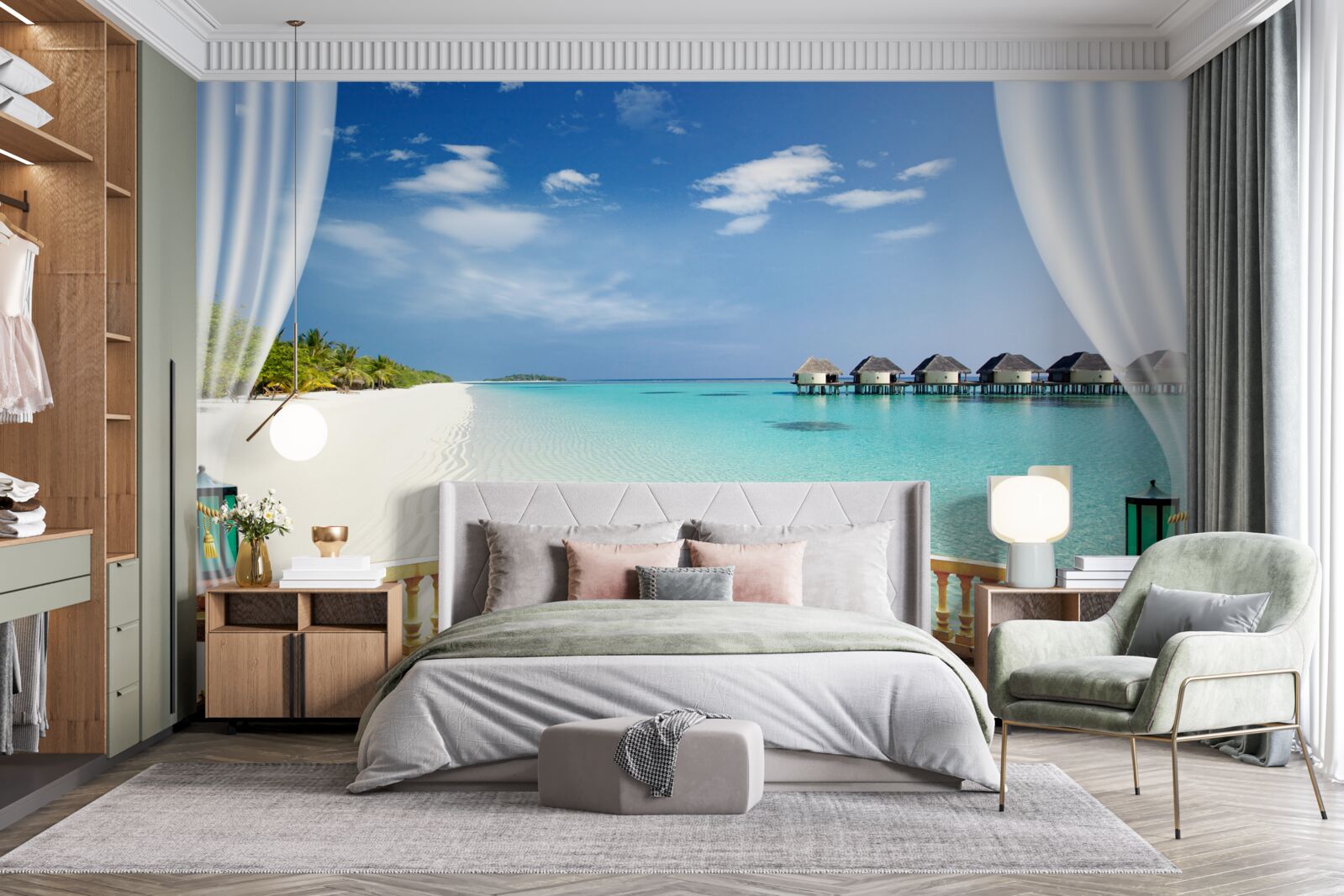 Papier peint vue sur l'océan depuis la véranda