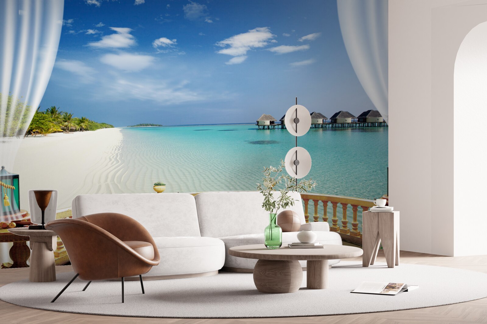 Papier peint vue sur l'océan depuis la véranda