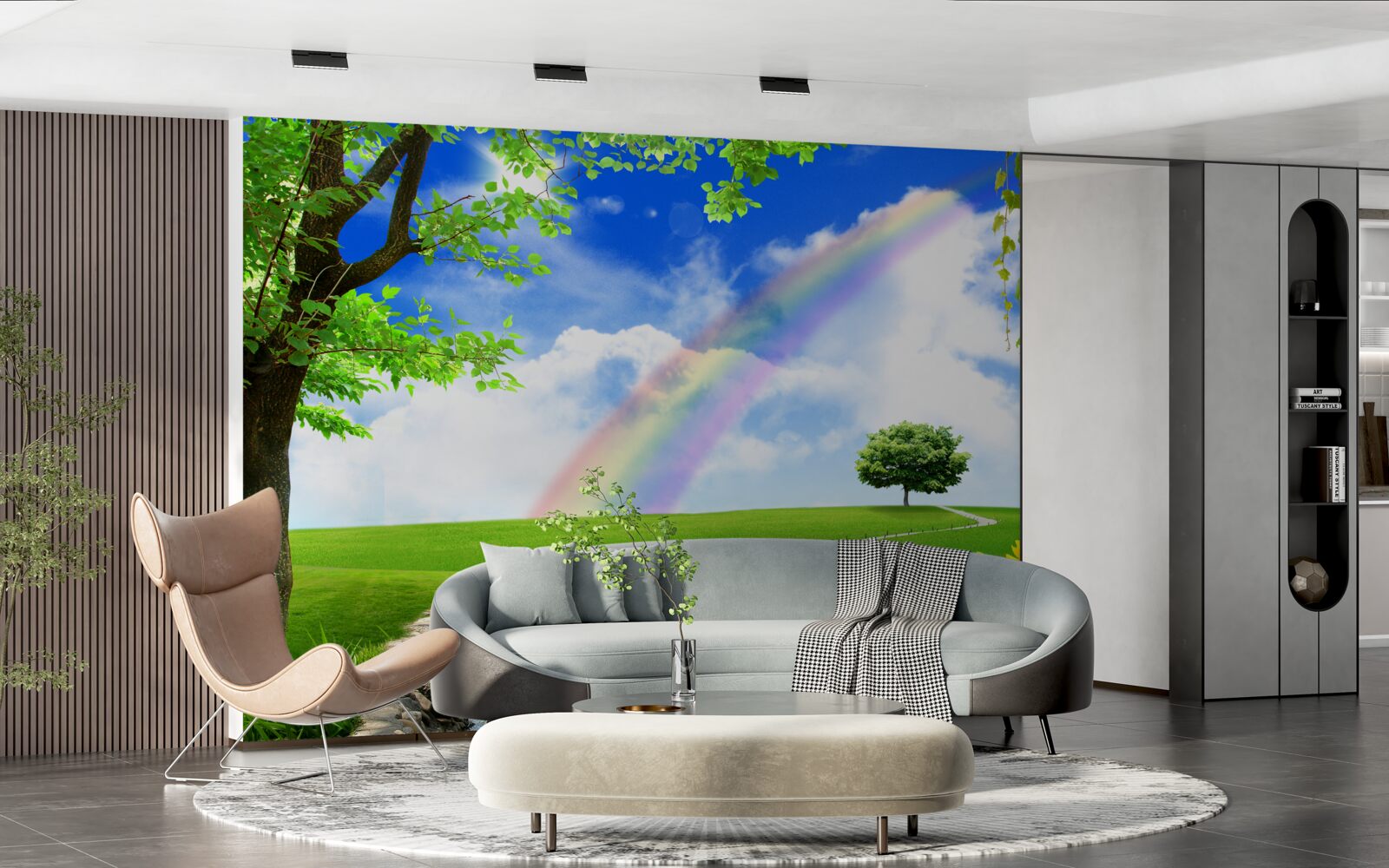 Papier peint lueur colorée sur une clairière verte