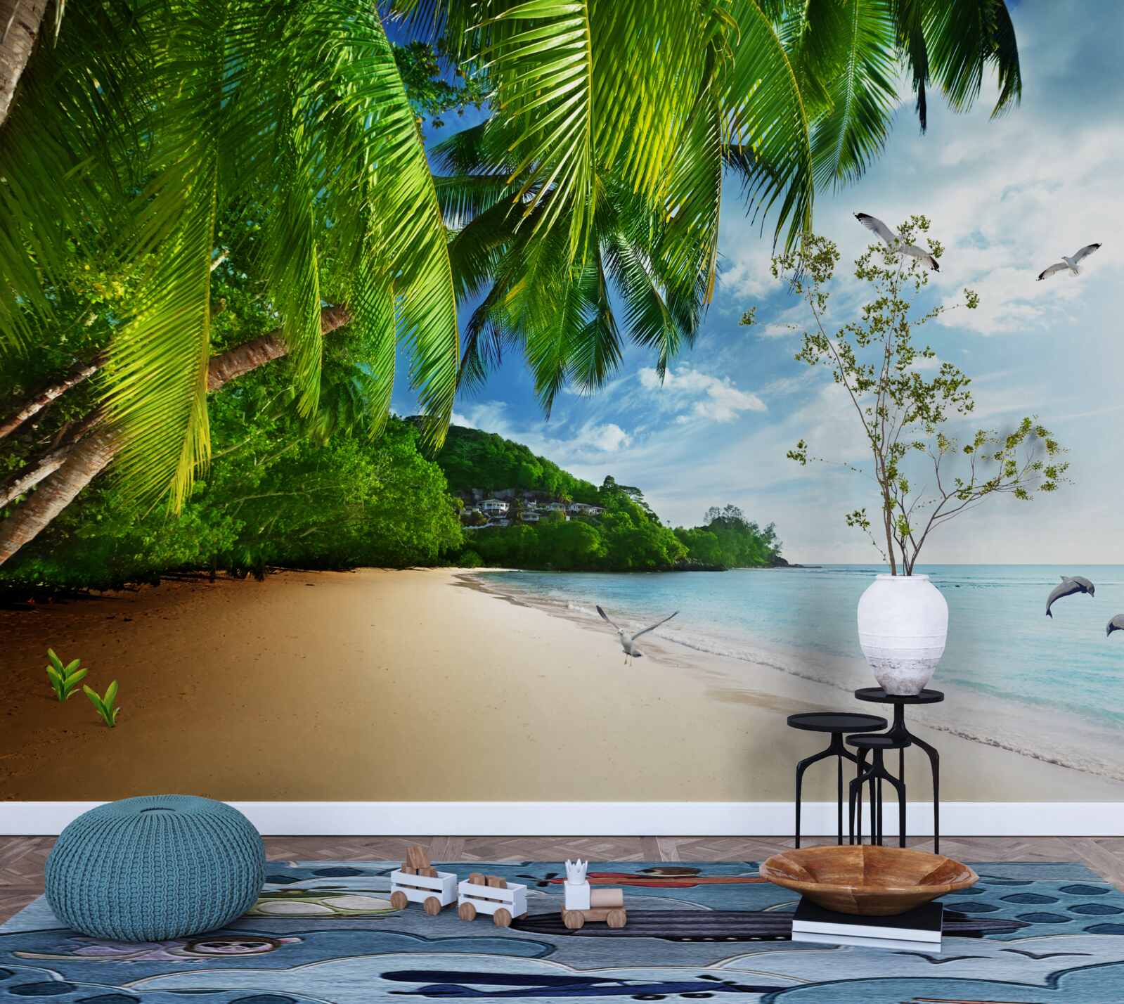 Papier peint île inhabitée avec une plage de sable