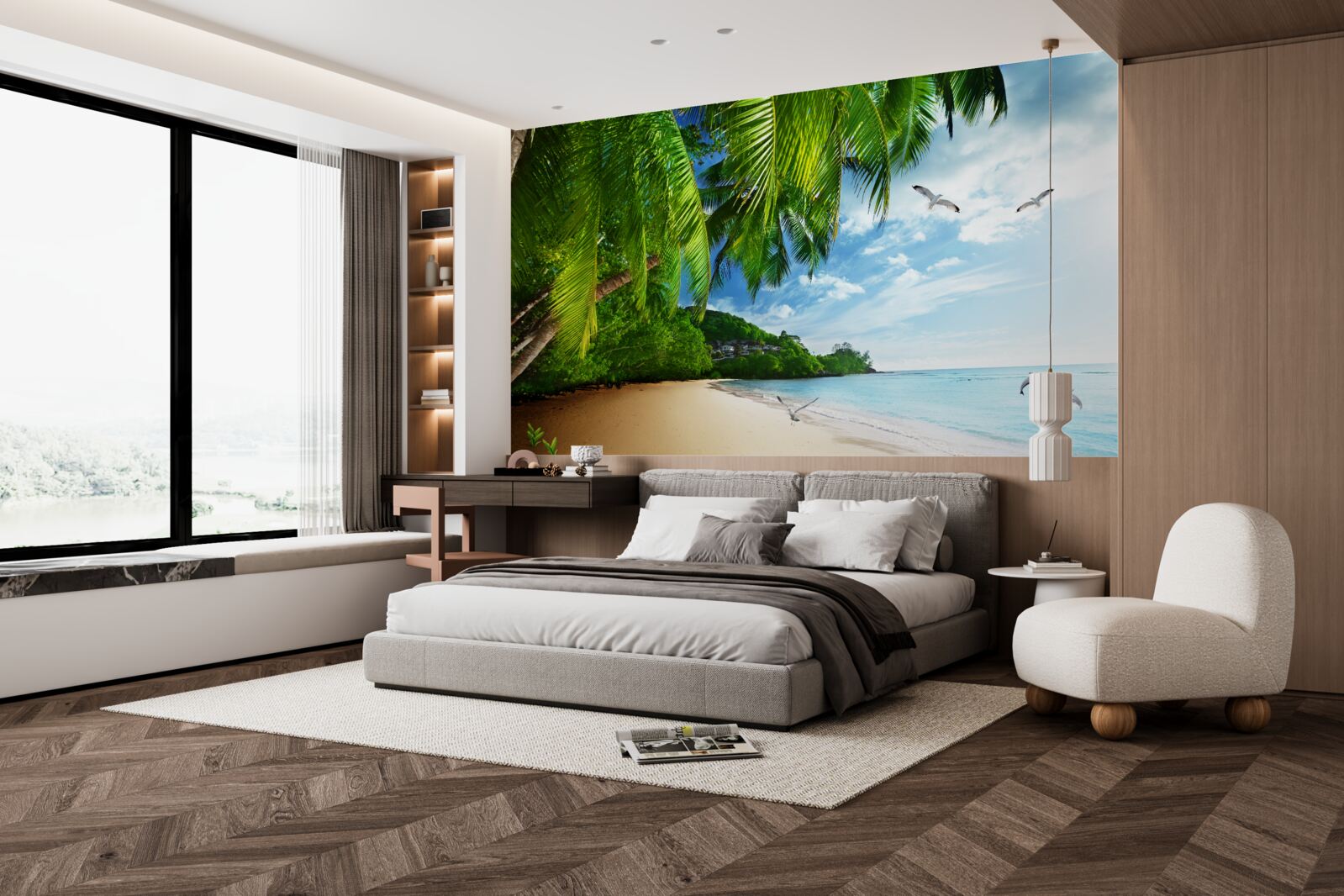 Papier peint île inhabitée avec une plage de sable